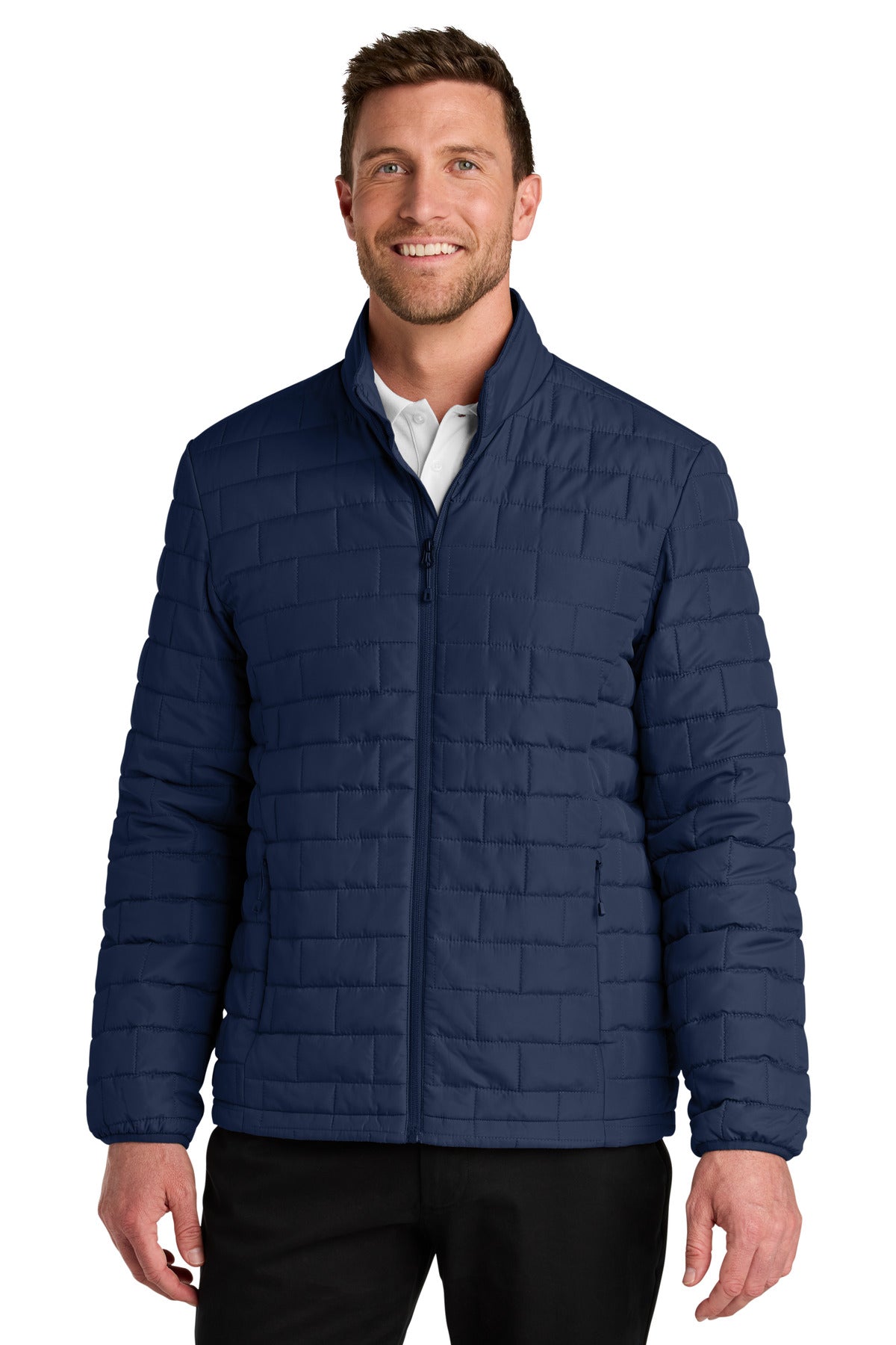 Front View of TrueNavy Port Authority C-FREE Brick Jacket J854