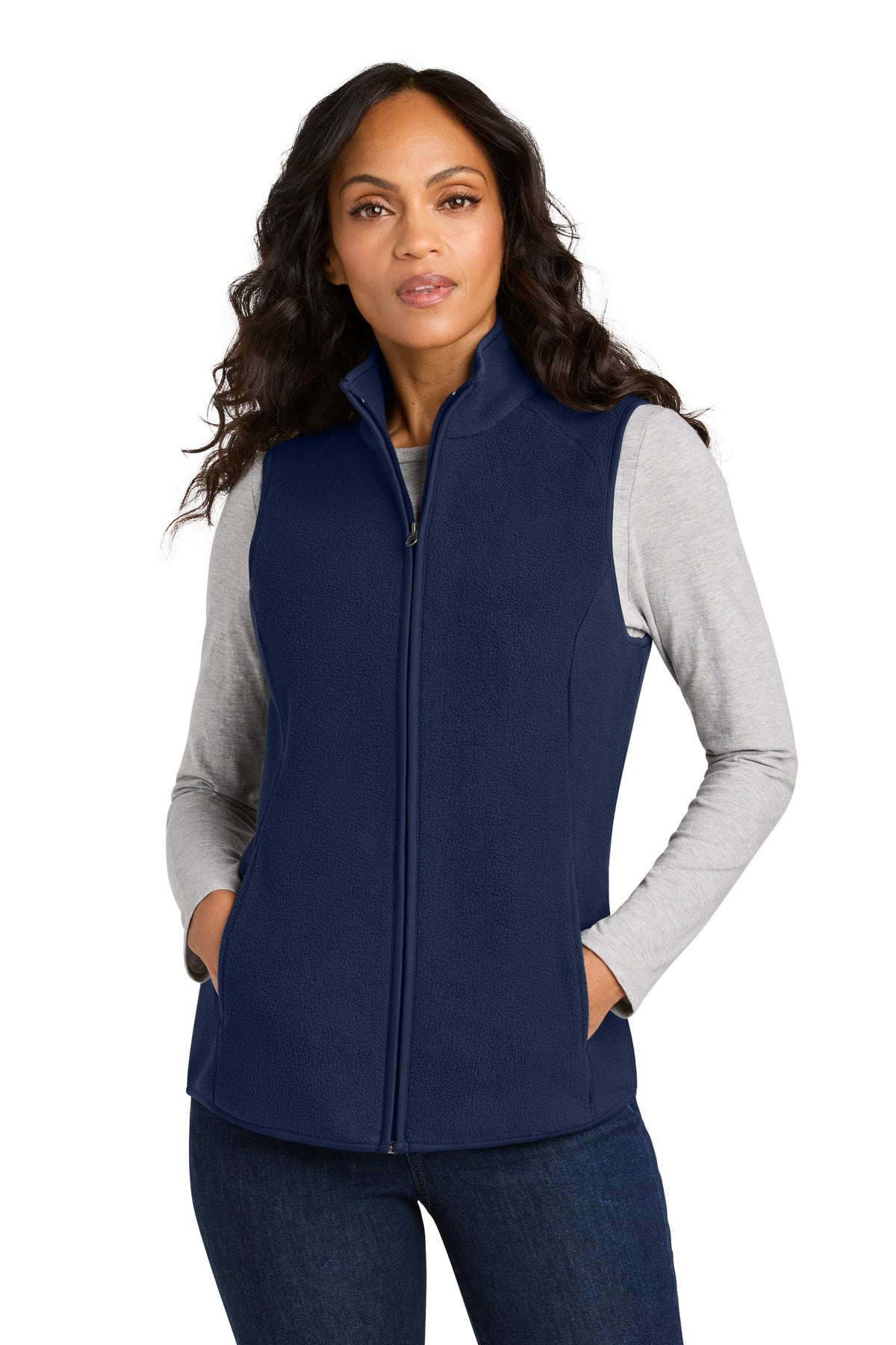 Front View of TrueNavy Port Authority Women's C-FREE Fleece Vest L702