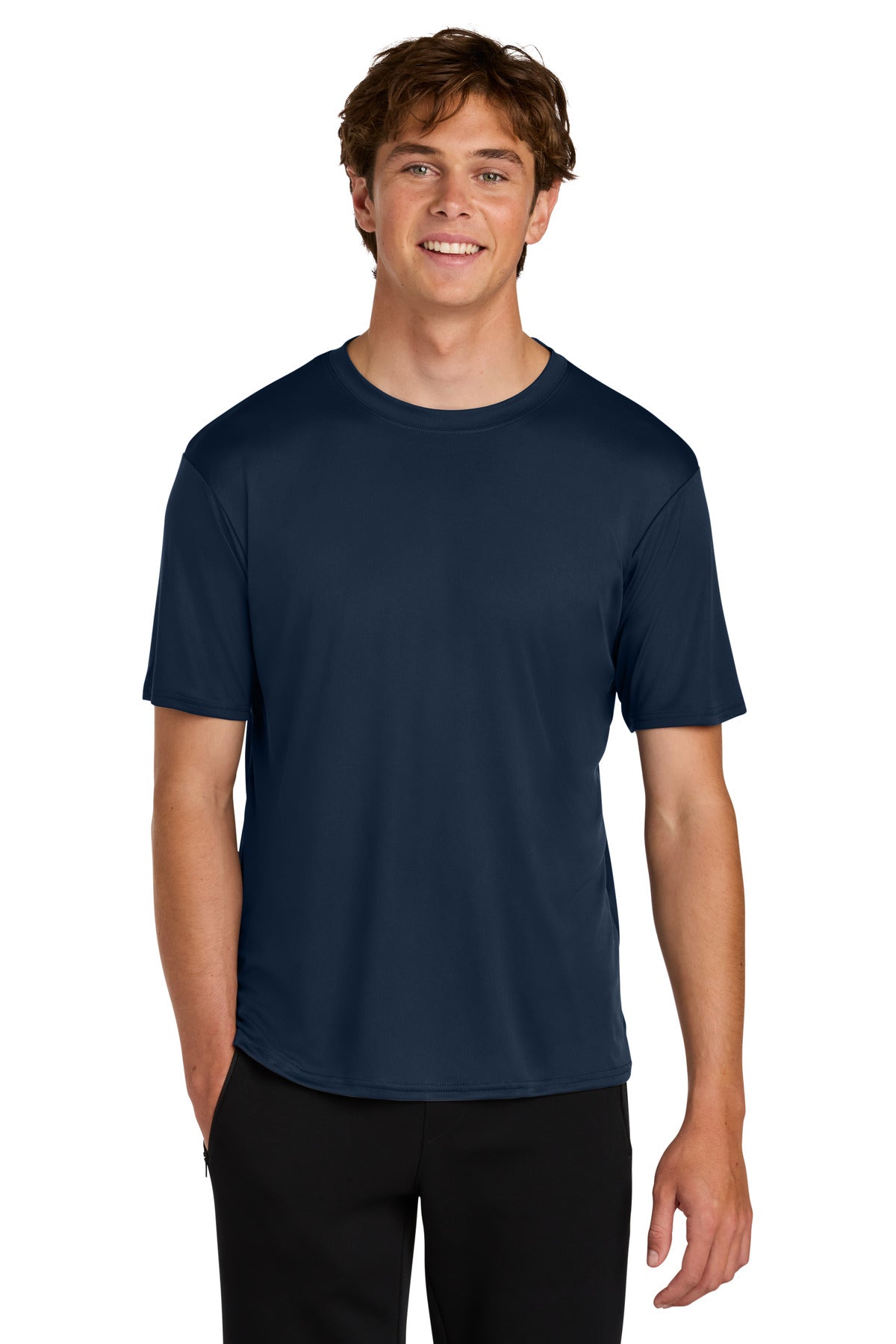 Front View of TrueNavy Port & Co PosiPrint Performance Tee PC380DTG