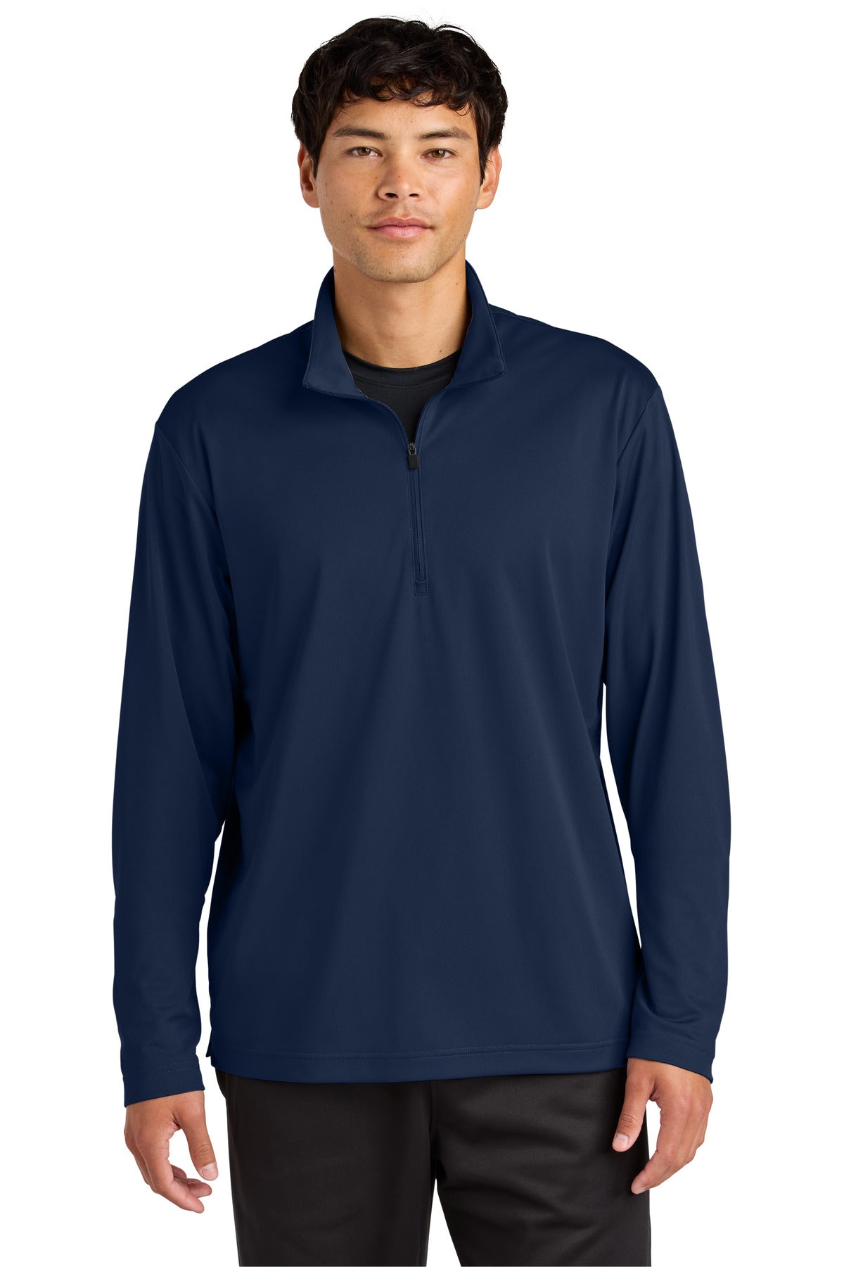 Front View of TrueNavy Sport-Tek Micropique Sport-Wick 1/4-Zip ST672