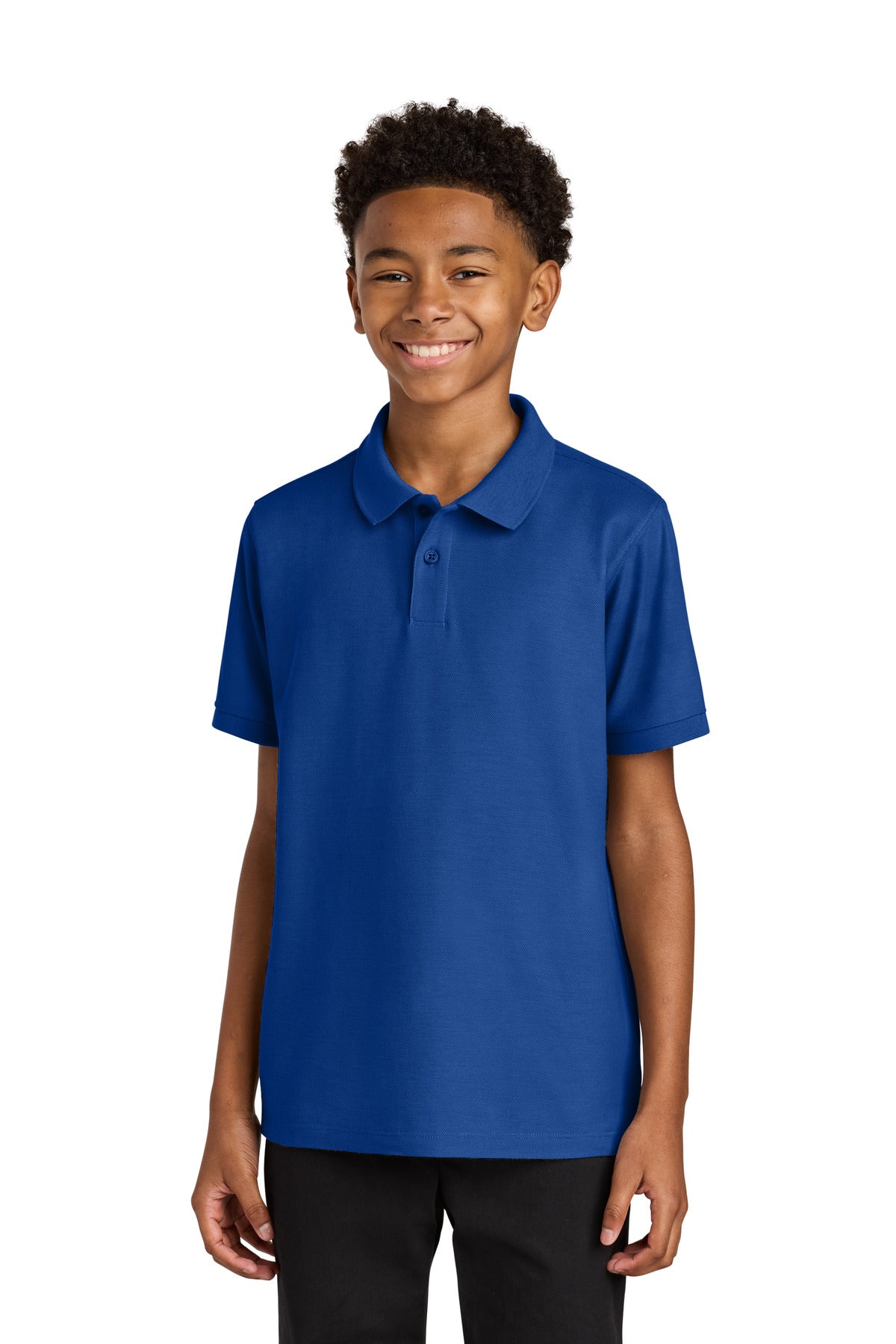 Front View of TrueRoyal Port Authority Youth Wearever Signature Pique Polo Y200