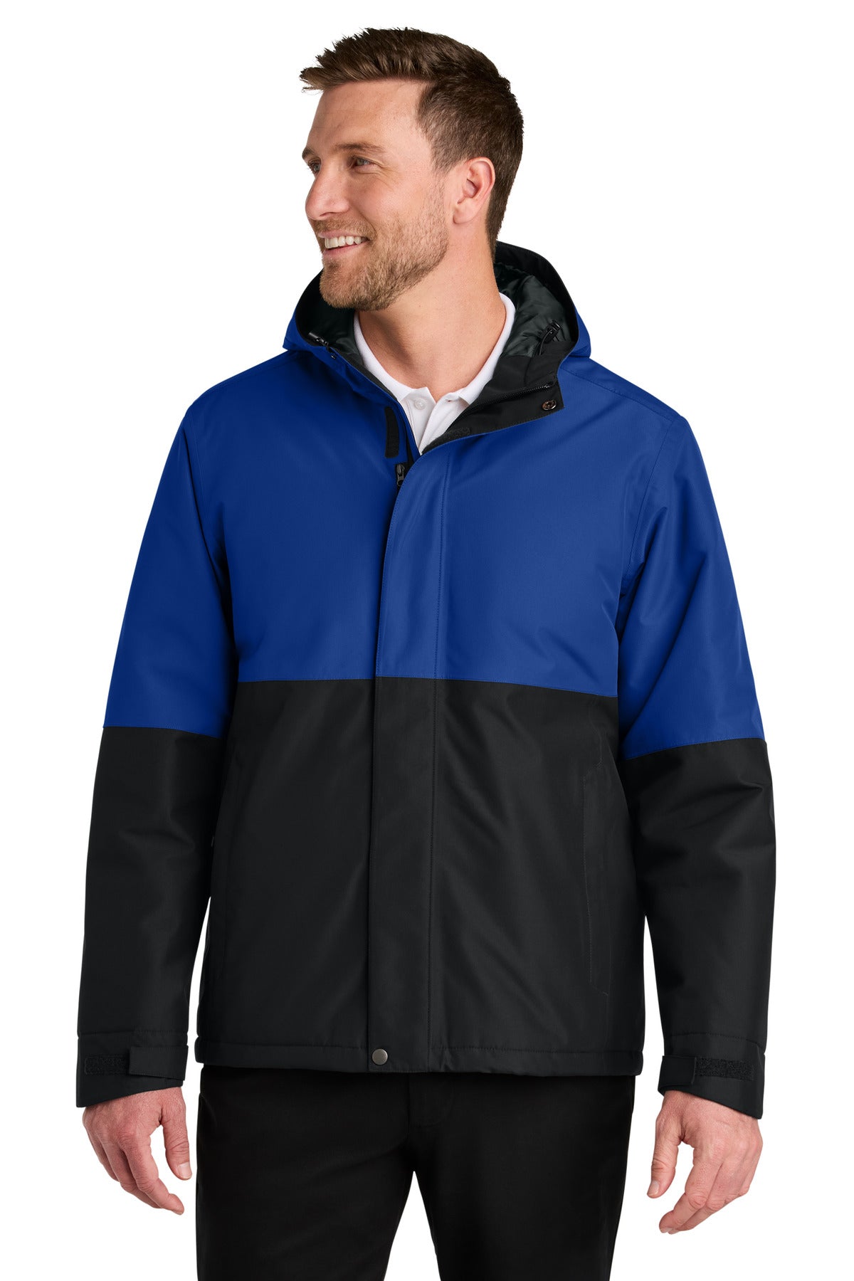 Front View of TRy/DpBlk Port Authority Insulated Heavy Ripstop Jacket J721