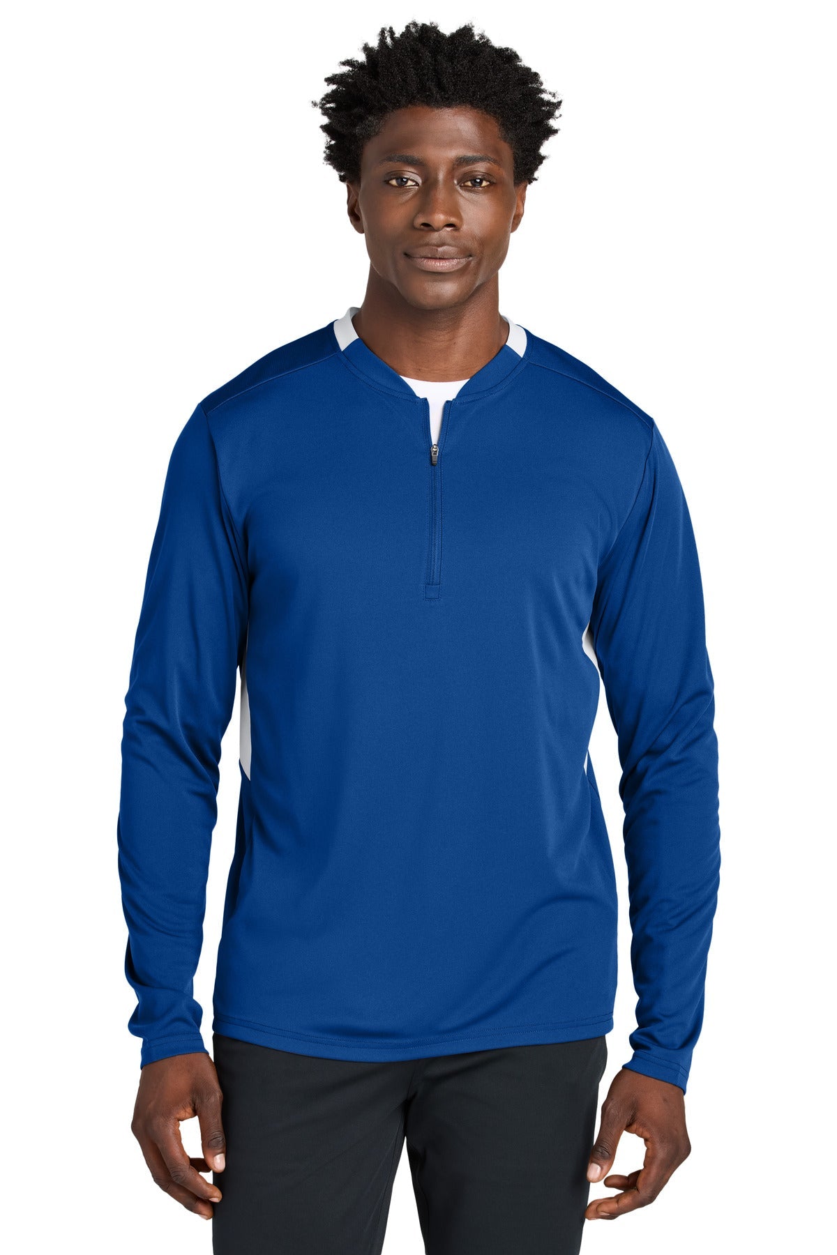 Front View of TRy/White Sport-Tek Club 1/4-Zip Pullover ST443