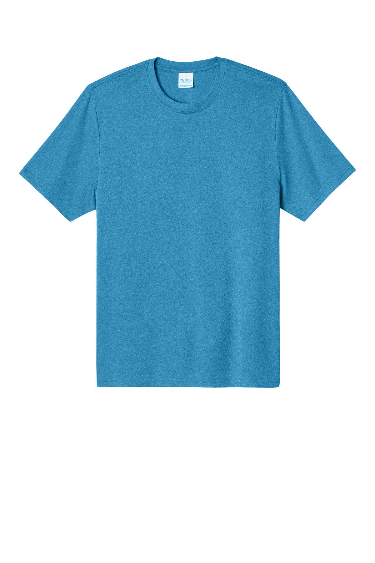 Front View of TurquoiseH Port & Co Heather Performance Tee PC390