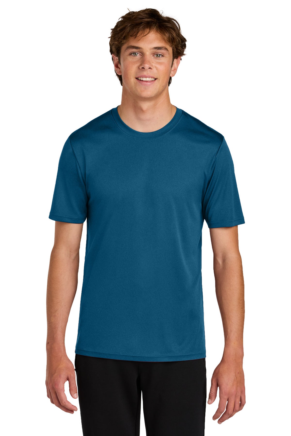 Front View of VgSapphire Port & Co Heather Performance Tee PC390