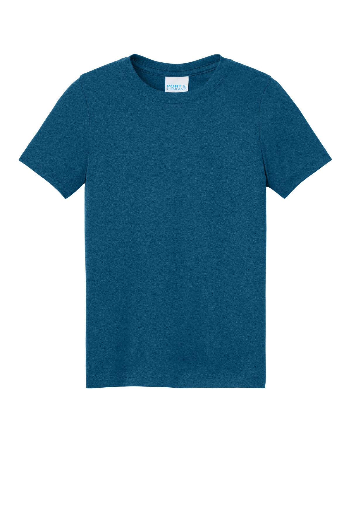 Front View of VgSapphire Port & Co Youth Heather Performance Tee PC390Y