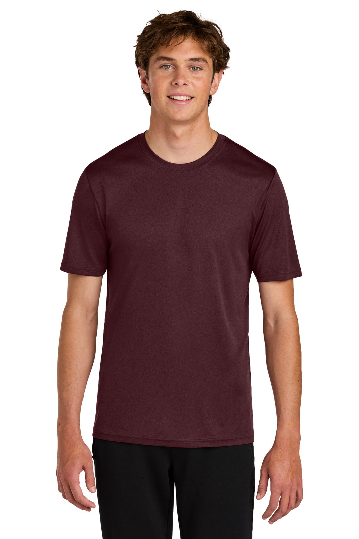 Front View of VtgAthMarn Port & Co Heather Performance Tee PC390
