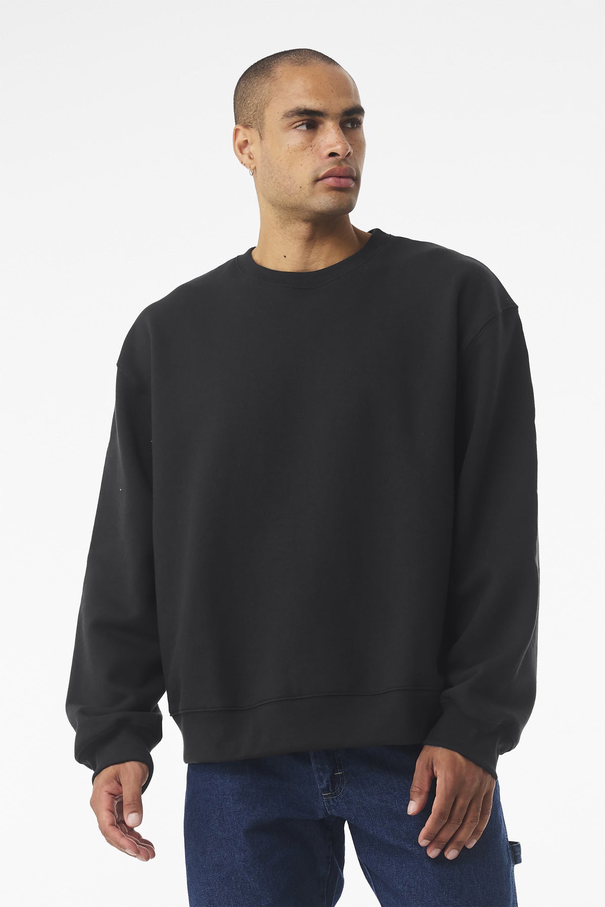 Front View of VtgBlack BELLA+CANVAS Unisex 10-Ounce Heavyweight Crewneck Sweatshirt BC4711