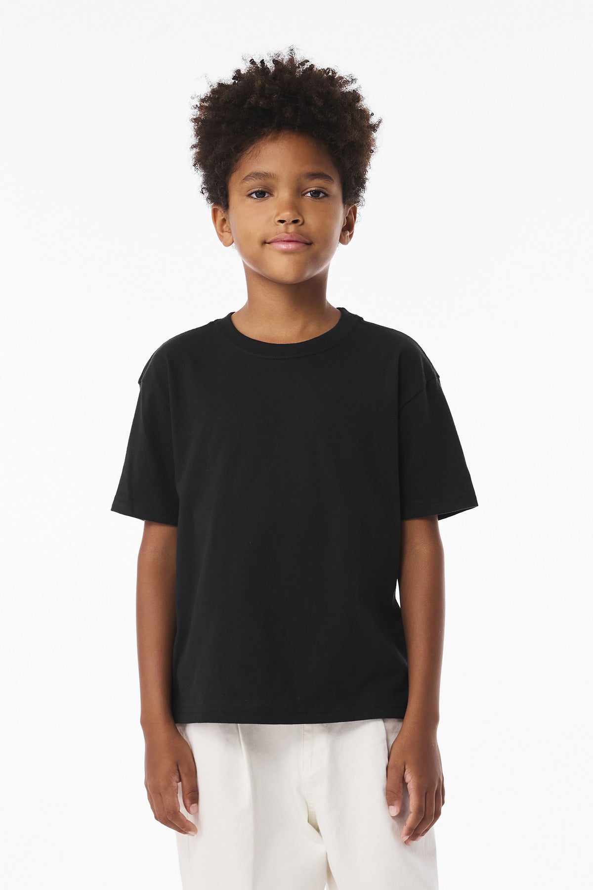 Front View of VtgBlack BELLA+CANVAS Youth 6-Ounce Heavyweight Tee BC3010Y