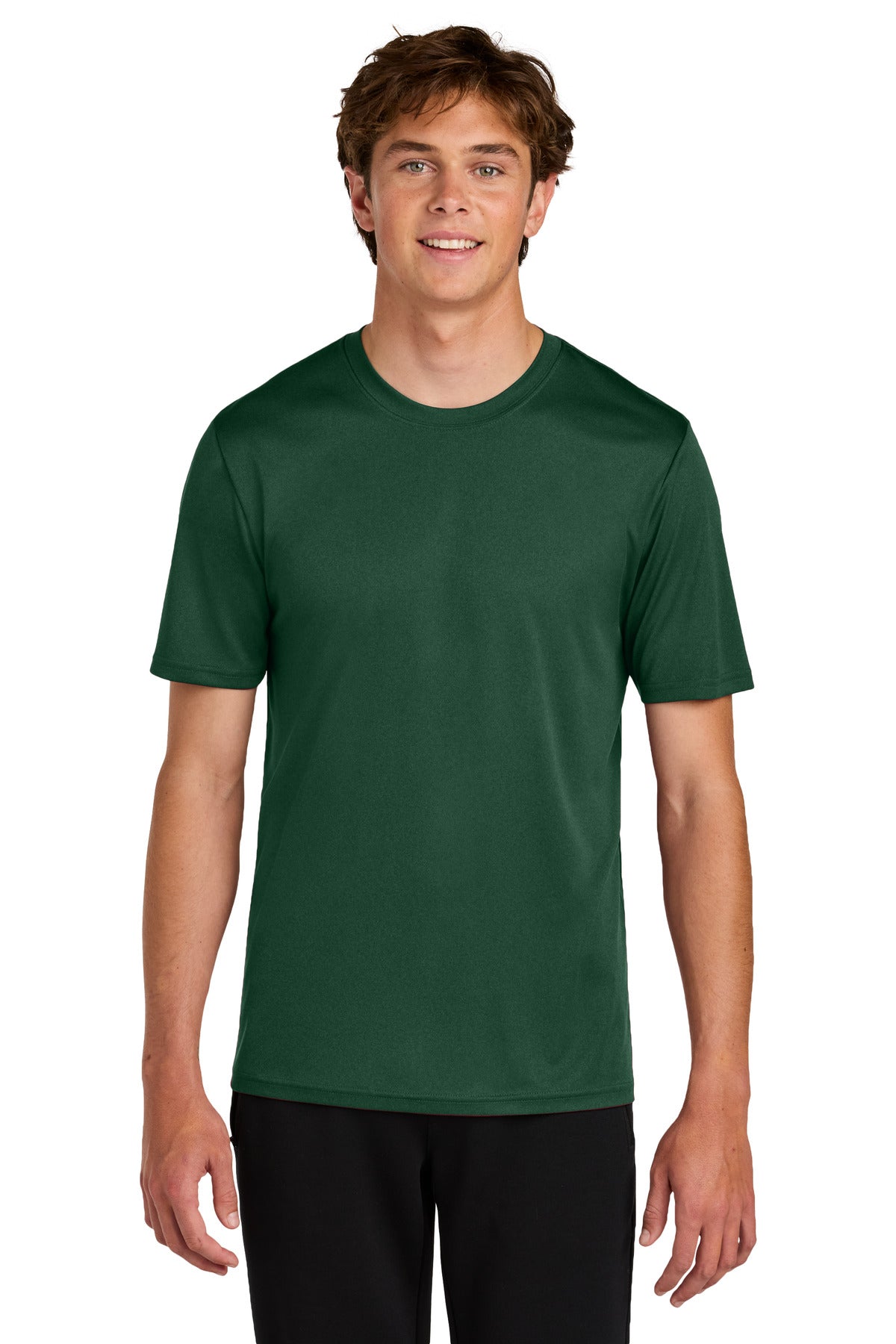 Front View of VtgForGrn Port & Co Heather Performance Tee PC390