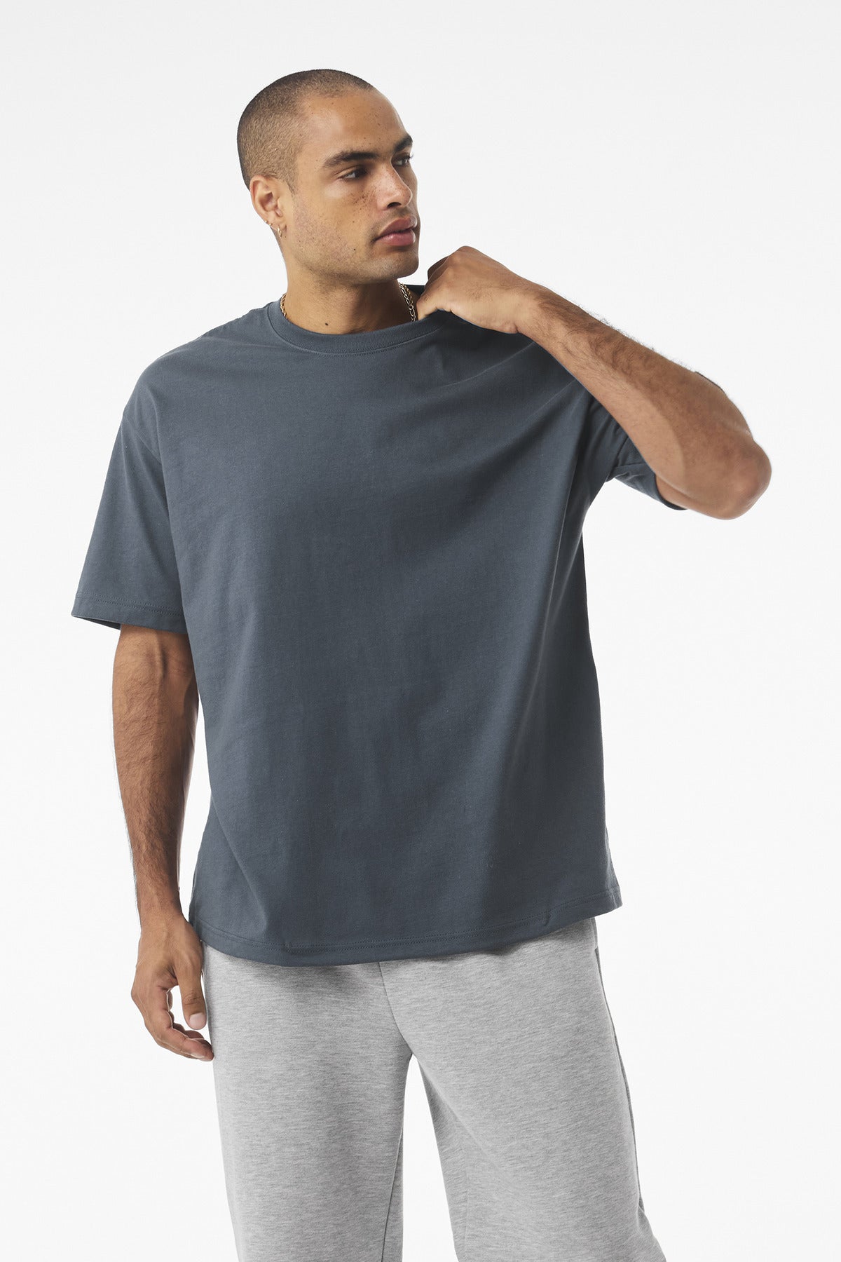 Front View of VtgNavy BELLA+CANVAS Unisex 7.5-Ounce Heavyweight Tee BC4610