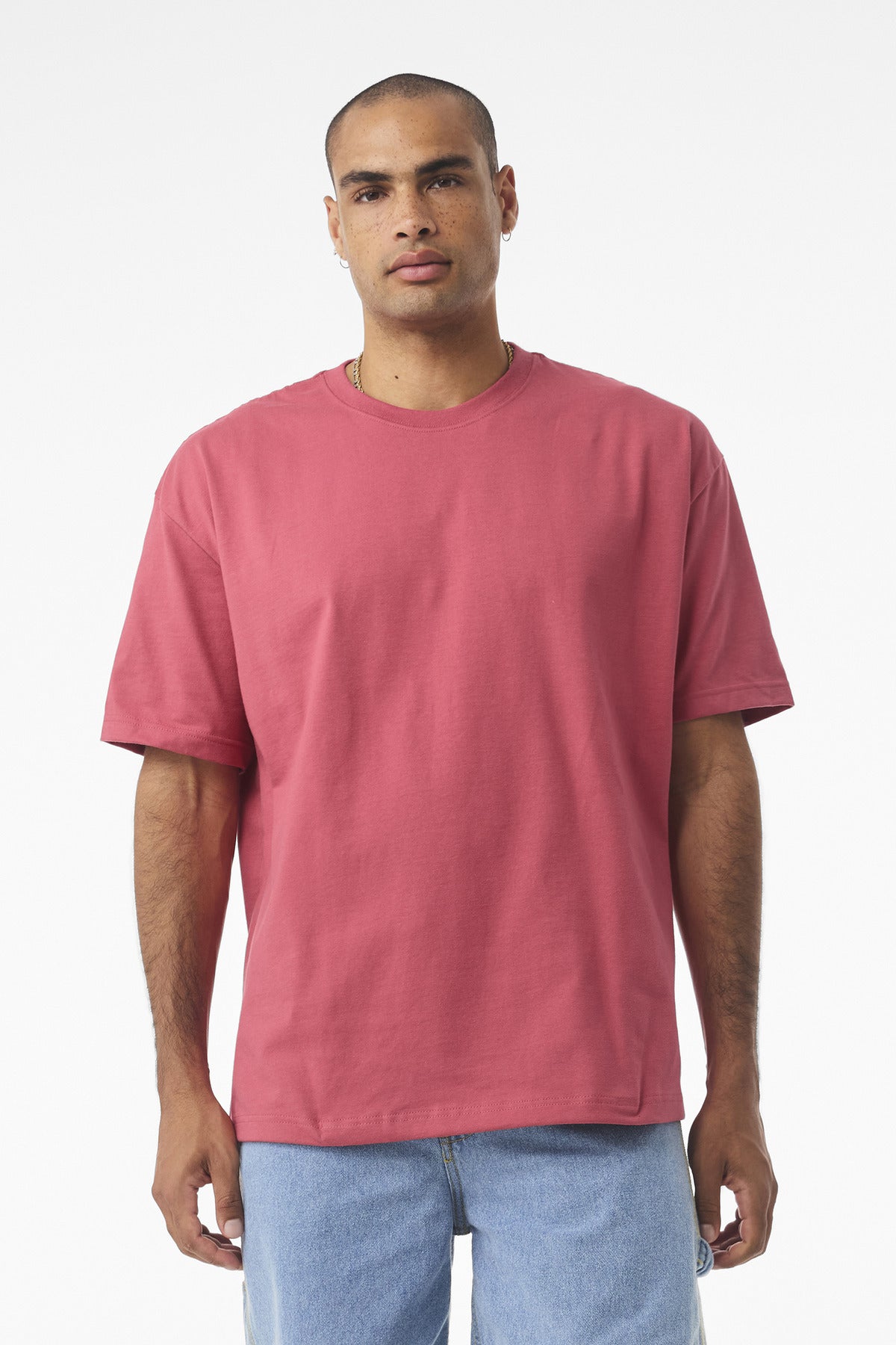 Front View of VtgRed BELLA+CANVAS Unisex 7.5-Ounce Heavyweight Tee BC4610