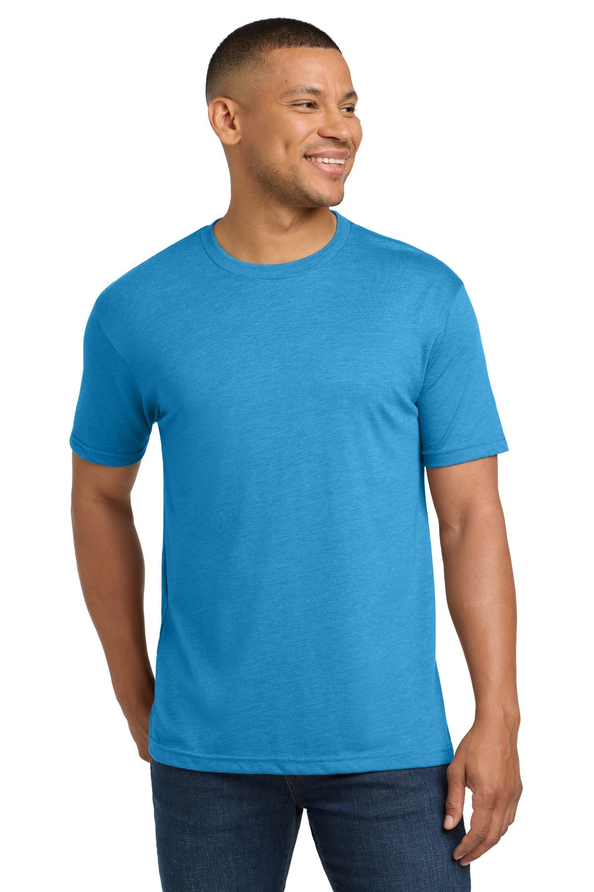 Front View of VtgTurq Next Level Apparel Adult Tri-Blend Tee. NL6010