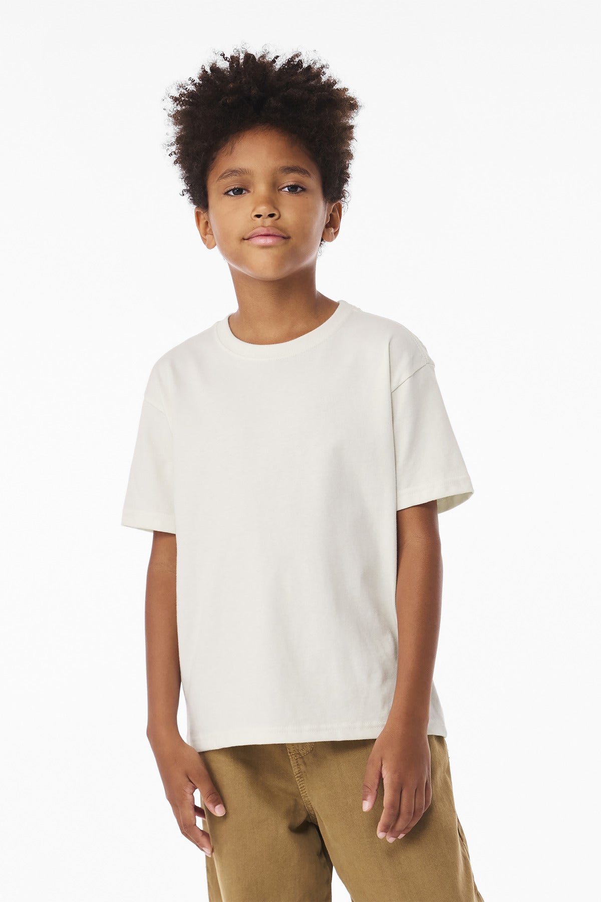 Front View of VtgWhite BELLA+CANVAS Youth 6-Ounce Heavyweight Tee BC3010Y