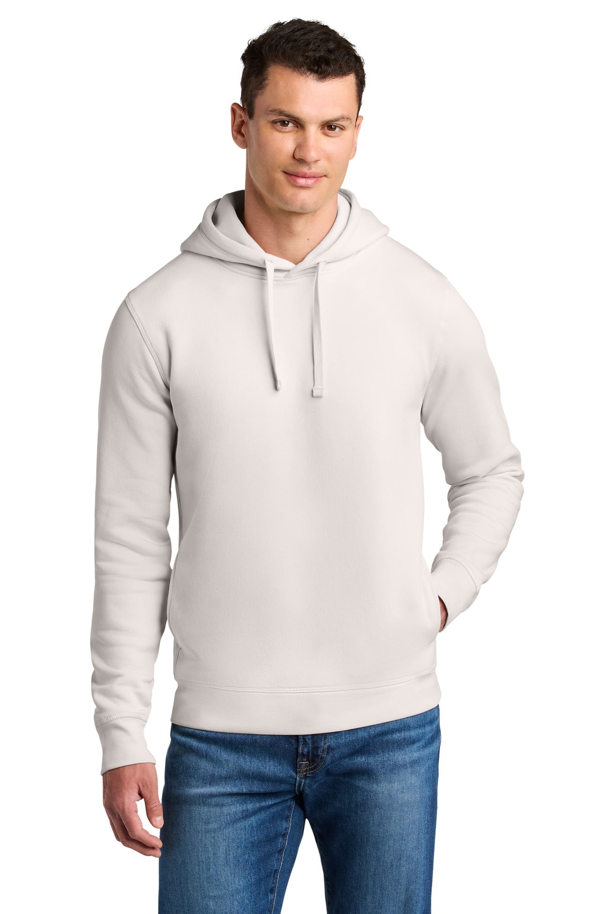 Front View of VtgWhite Stanley/Stella Unisex Sounder Hooded Sweatshirt SXU012