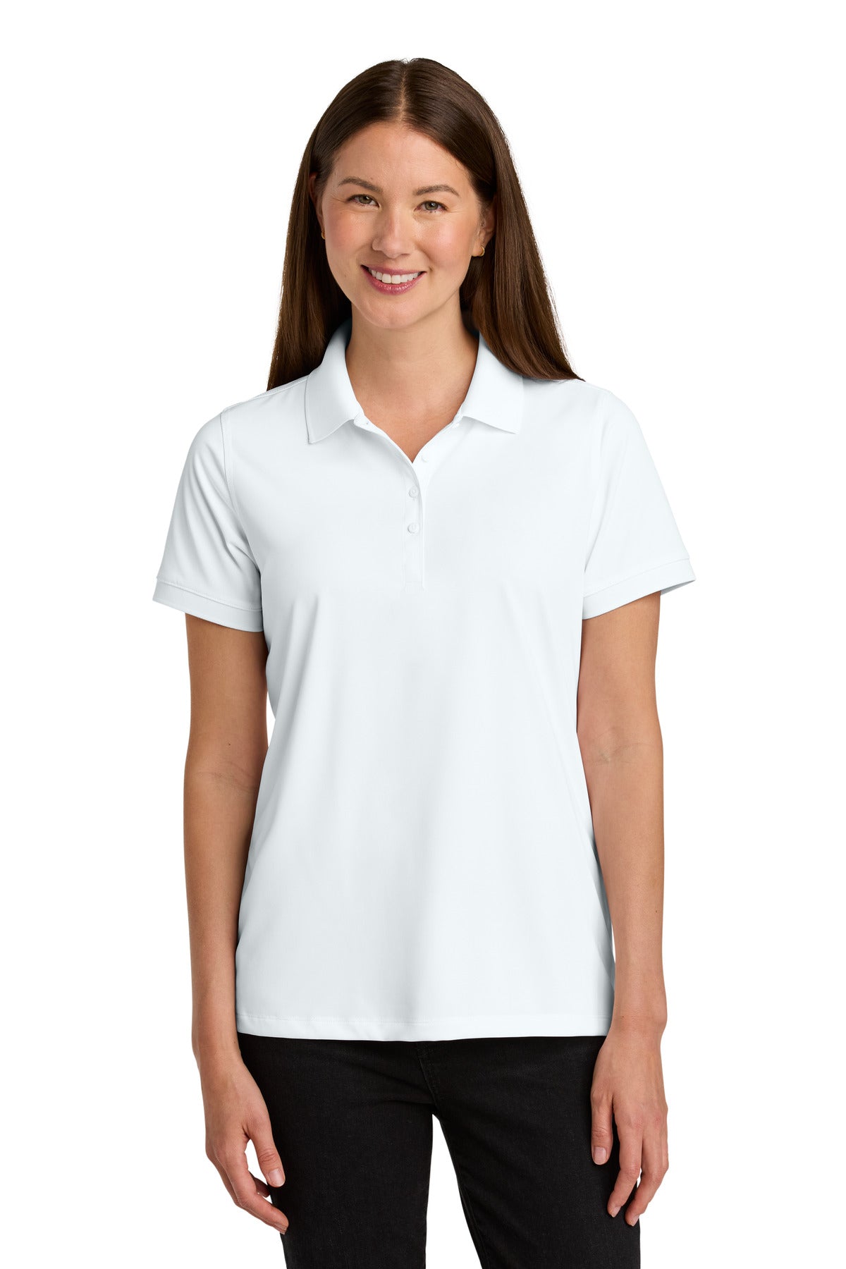 Front View of White CornerStone Women's Workwear Pro Polo CS451