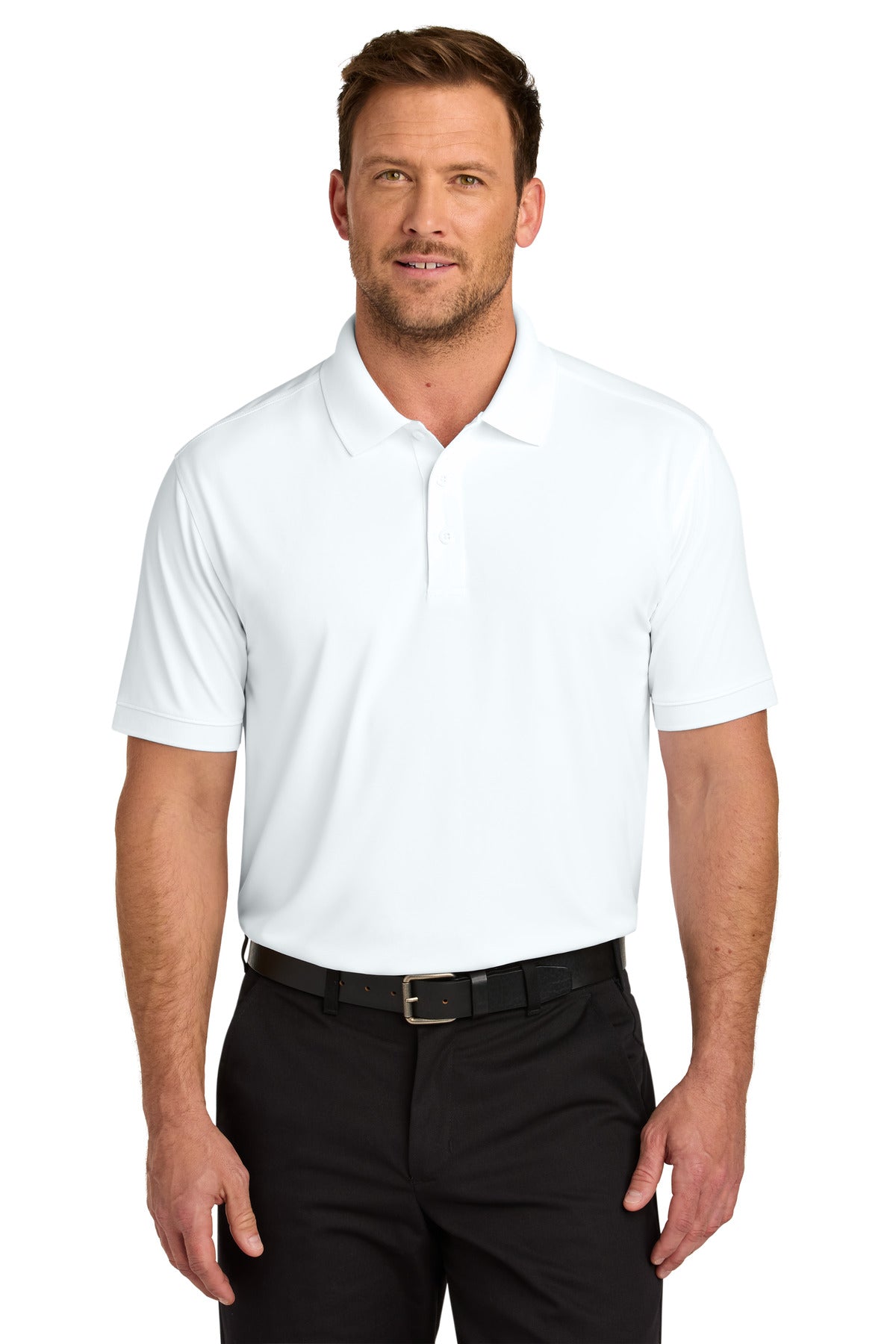 Front View of White CornerStone Workwear Pro Polo CS450