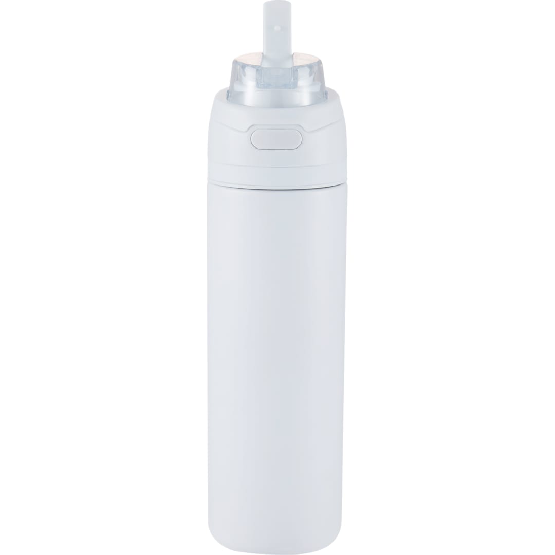 Front View of White Elvin 28oz Recycled Stainless Flip Straw Bottle plain