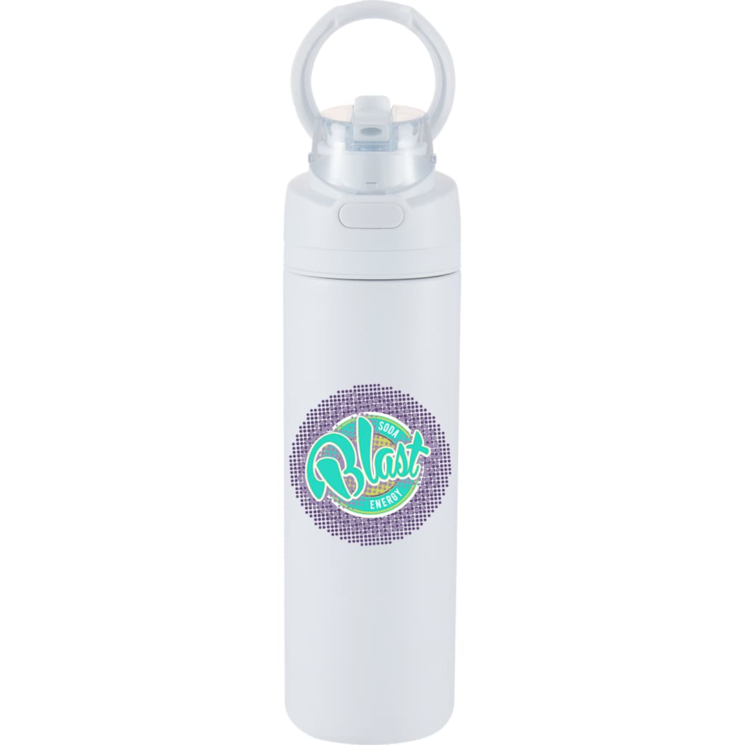 Front View of White Elvin 28oz Recycled Stainless Flip Straw Bottle