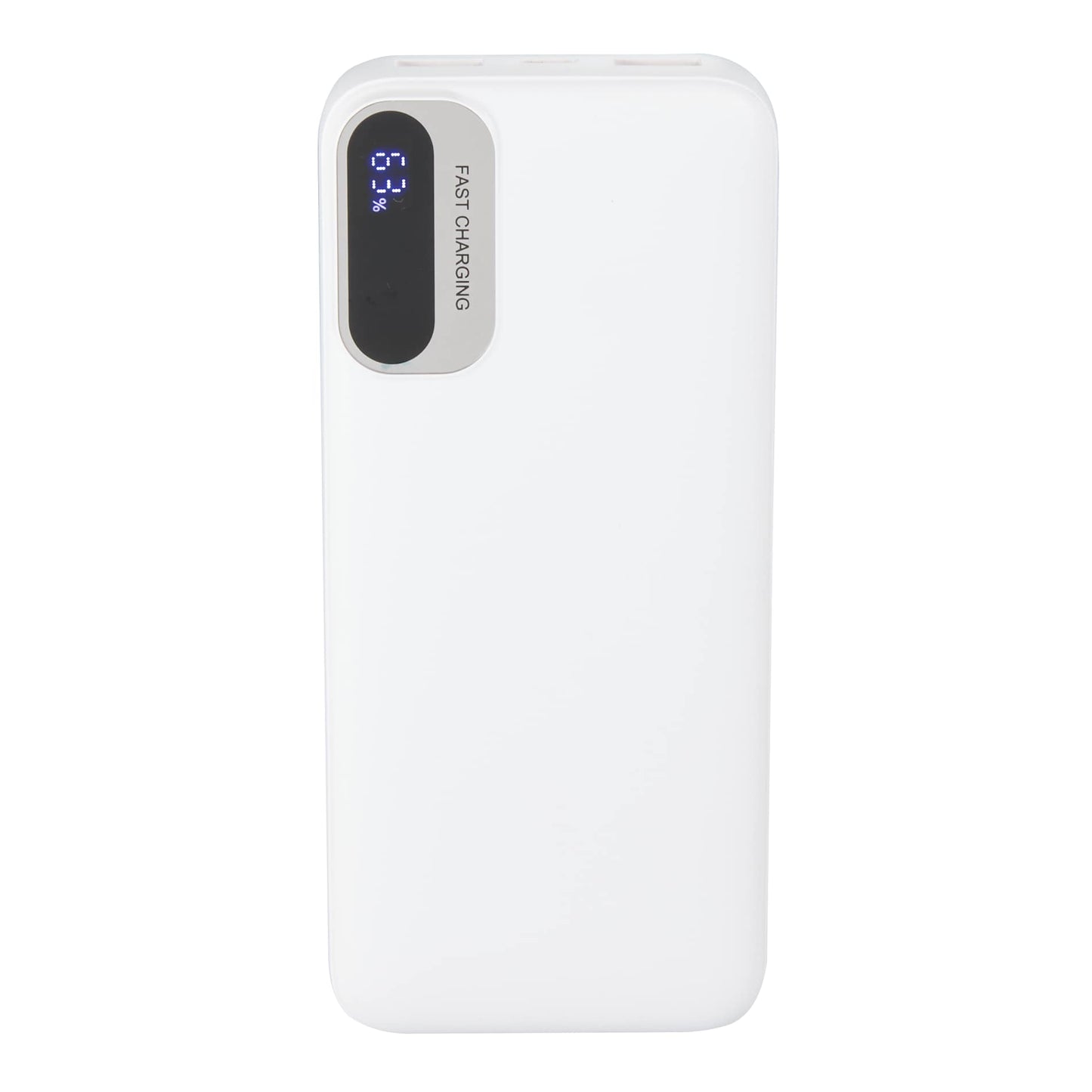 Front View of White Laptop Power 20,000 mAh PD Power Bank with Cables plain