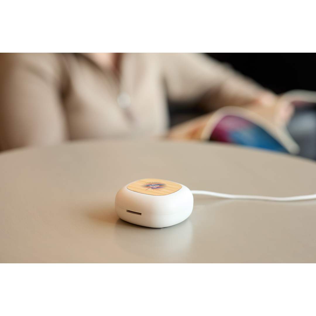 Front View of White Mini RABS and Bamboo Personal Diffuser