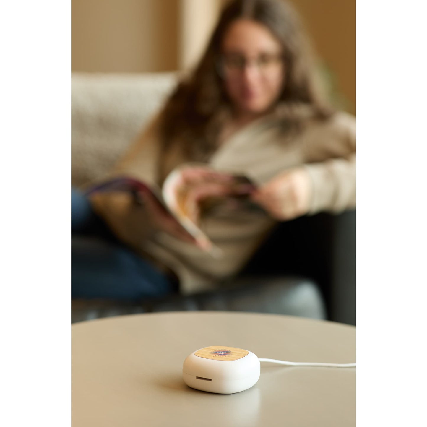 Front View of White Mini RABS and Bamboo Personal Diffuser