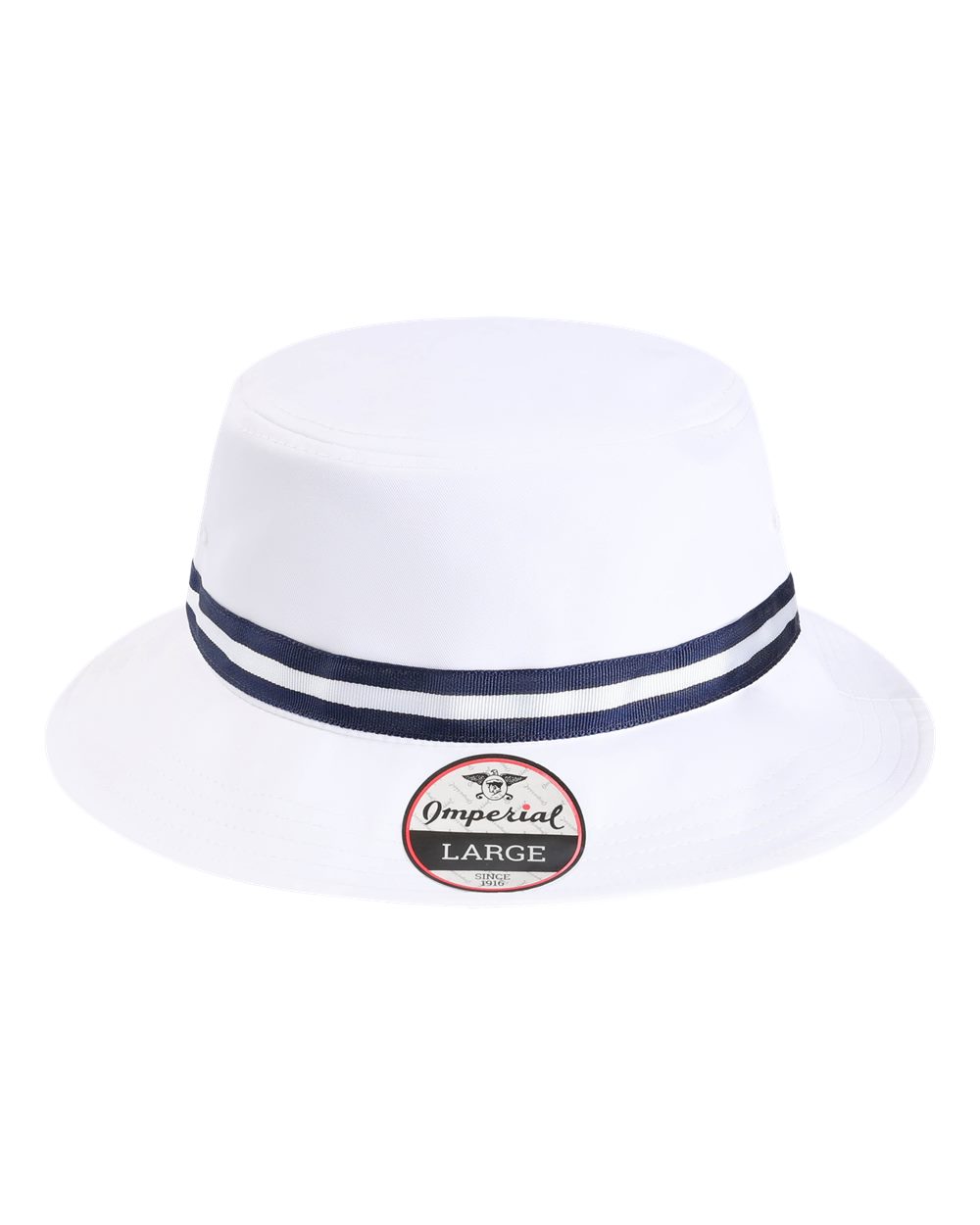 Front View of White/ Navy The Oxford Performance Bucket - 1371P