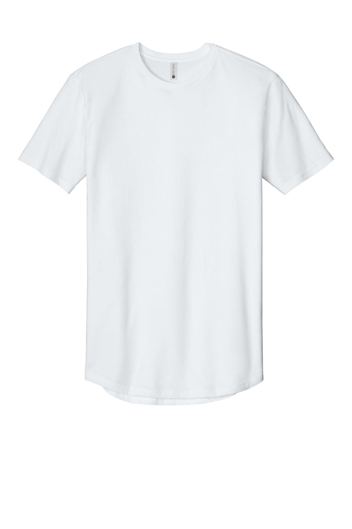 Front View of White Next Level Apparel Cotton Long Body Tee NL3602