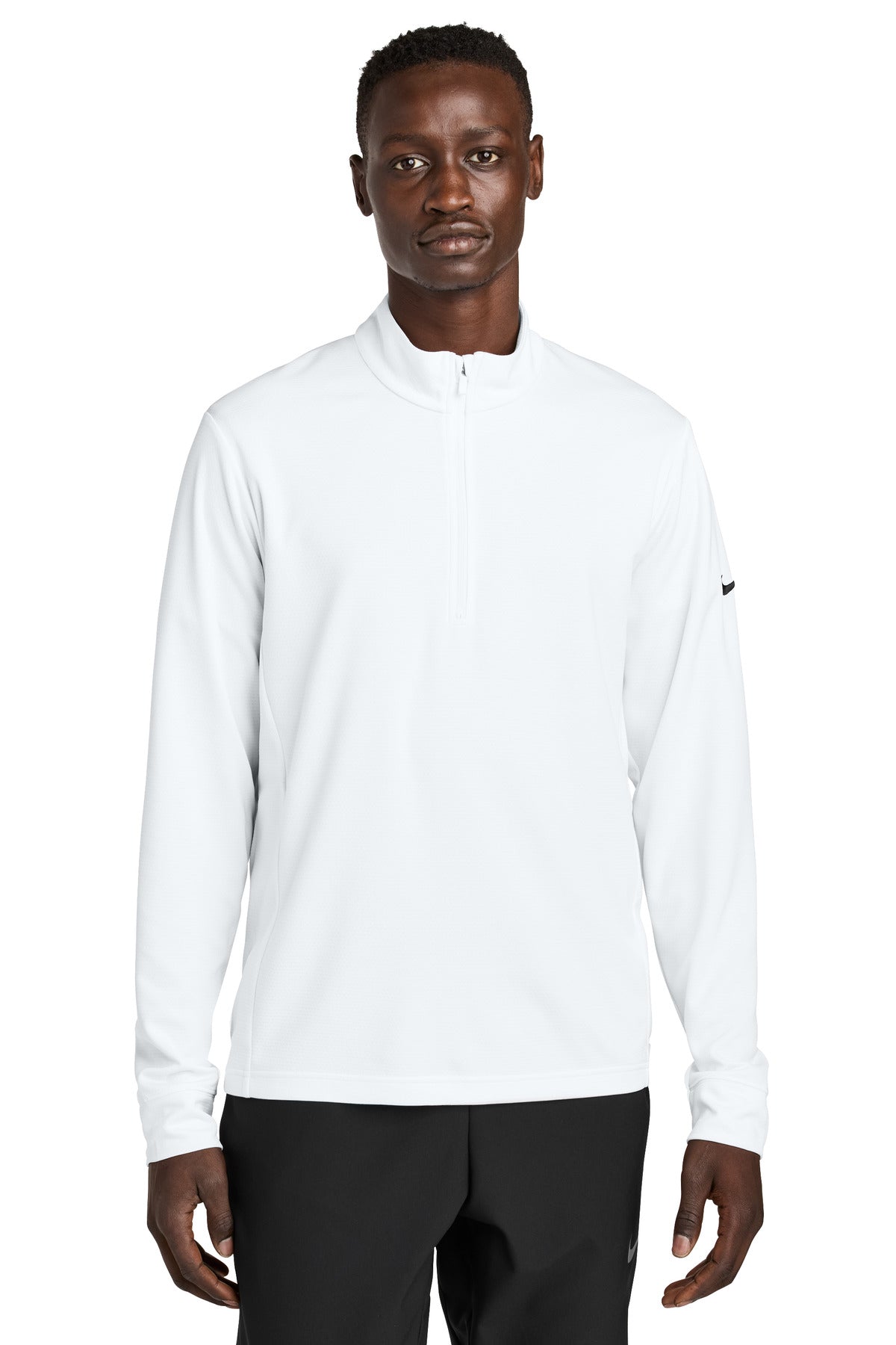Front View of White Nike Essential 1/2-Zip Cover-Up NKHM8036