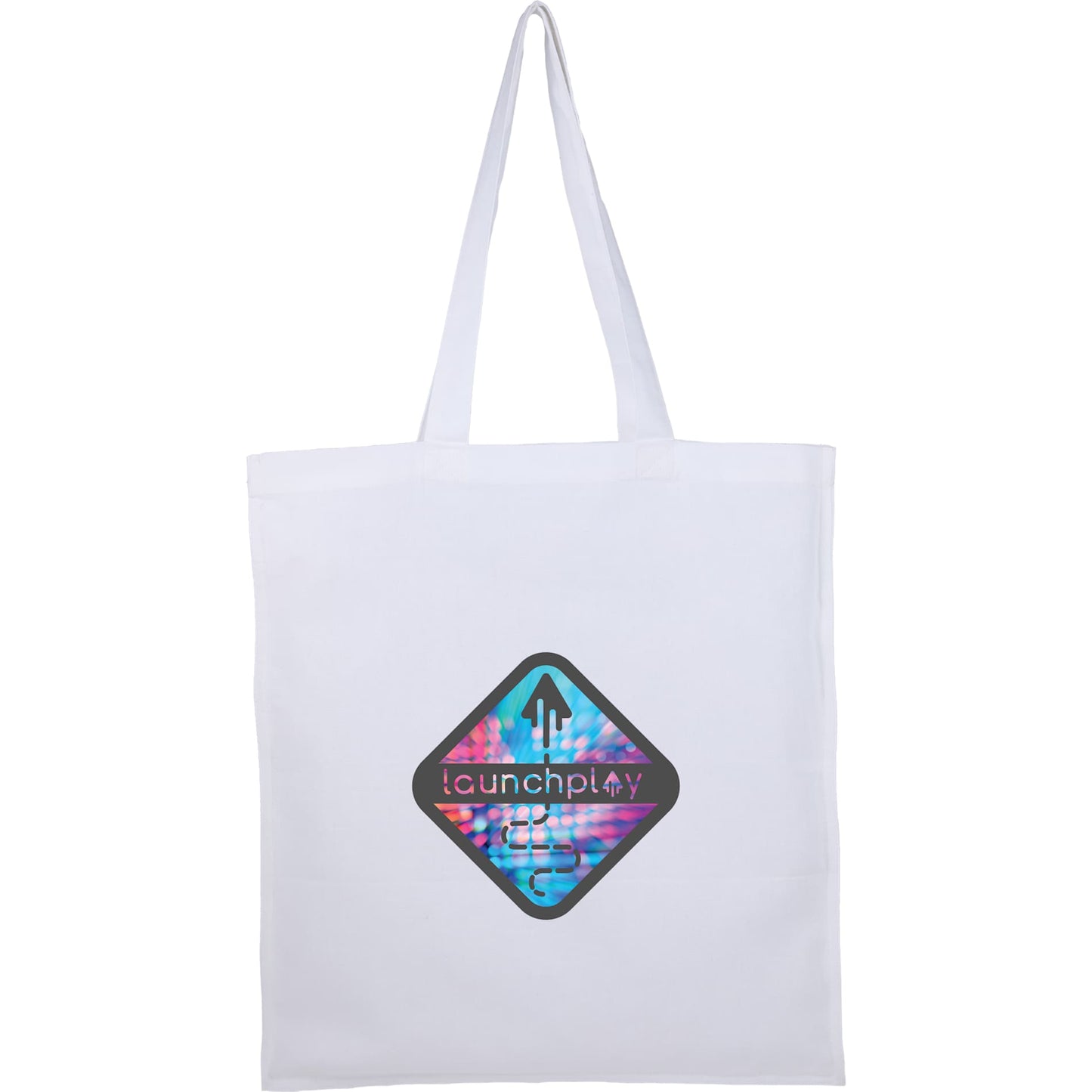 Front View of White Organic 8oz Cotton Double Stitch Tote
