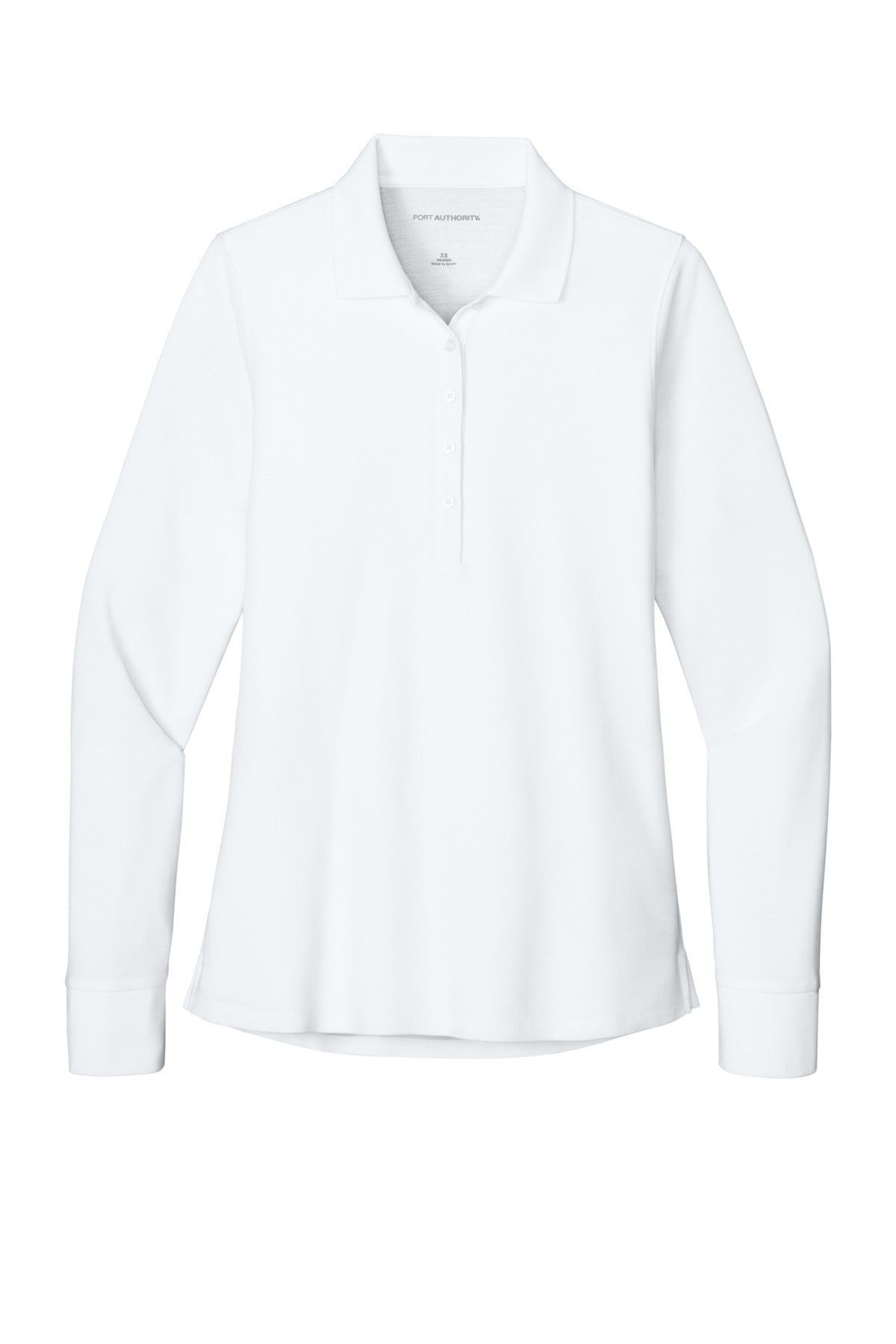 Front View of White Port Authority Women's Wearever Signature Pique Long Sleeve Polo LK200LS
