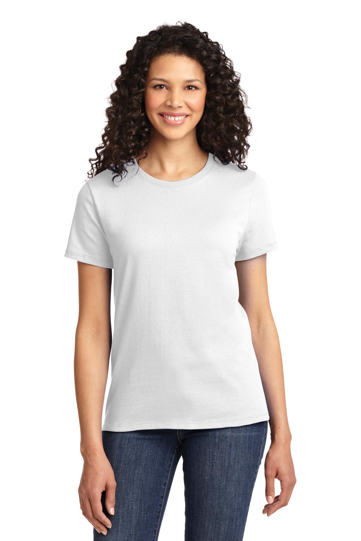 Front View of White Port & Co Women's Essential Tee. LPC61