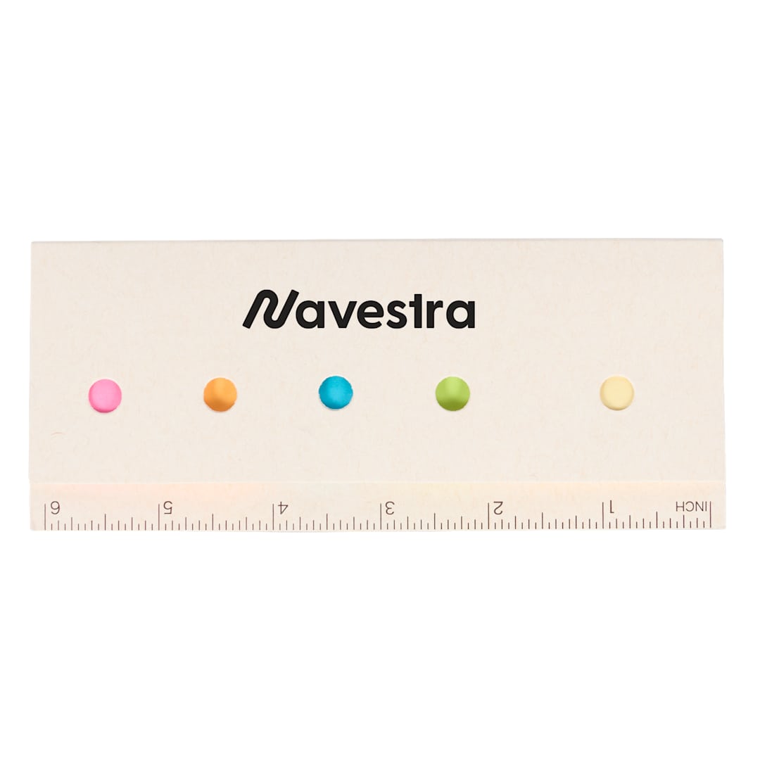 Front View of White Recycled Milk Carton Sticky Notes & Ruler Pad