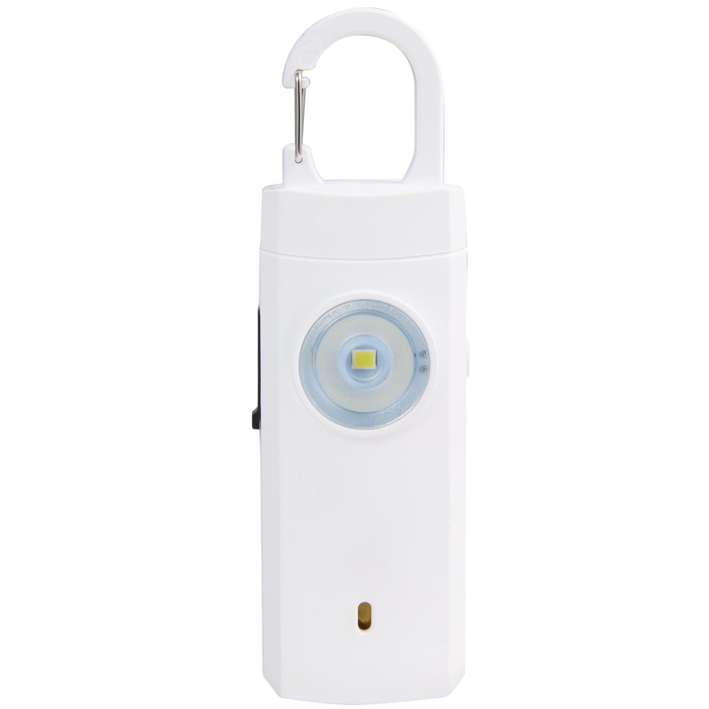 Front View of White Safety Alarm Keychain plain