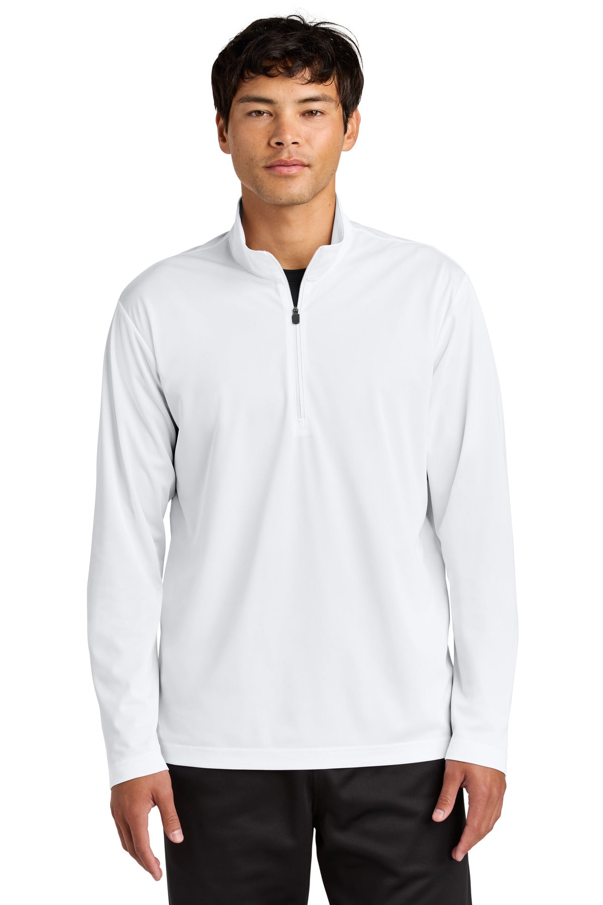 Front View of White Sport-Tek Micropique Sport-Wick 1/4-Zip ST672