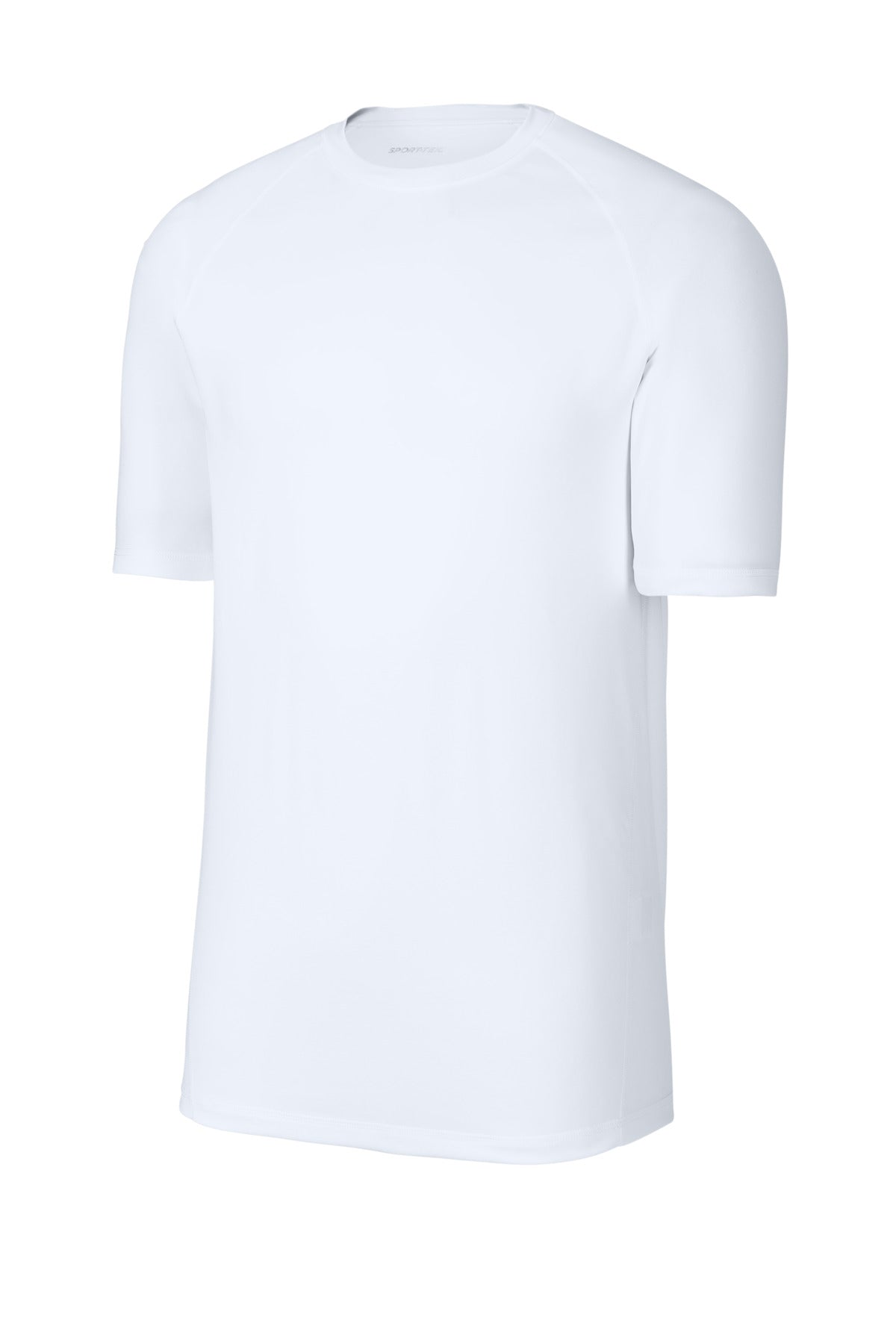 Front View of White Sport-Tek PosiCharge Compression 1/2-Sleeve Tee ST120