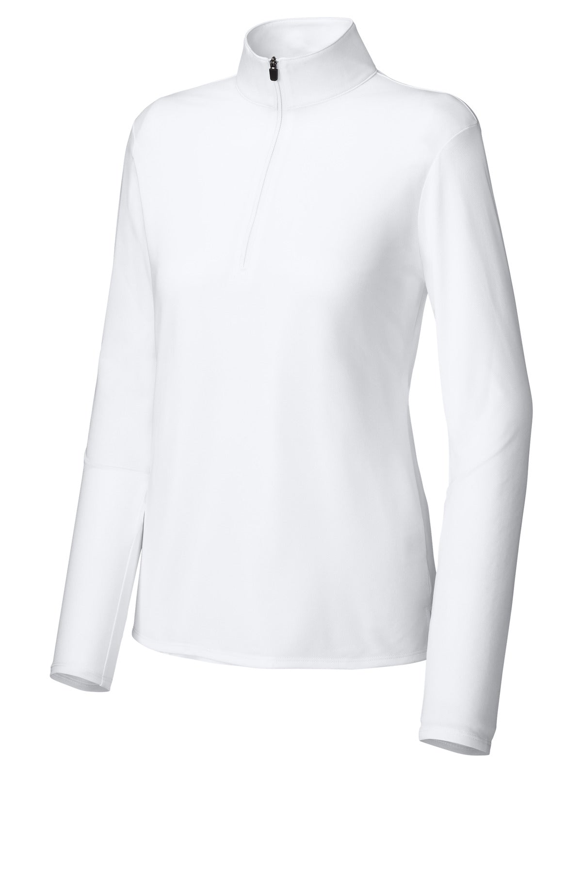 Front View of White Sport-Tek Women's Micropique Sport-Wick 1/4-Zip LST672