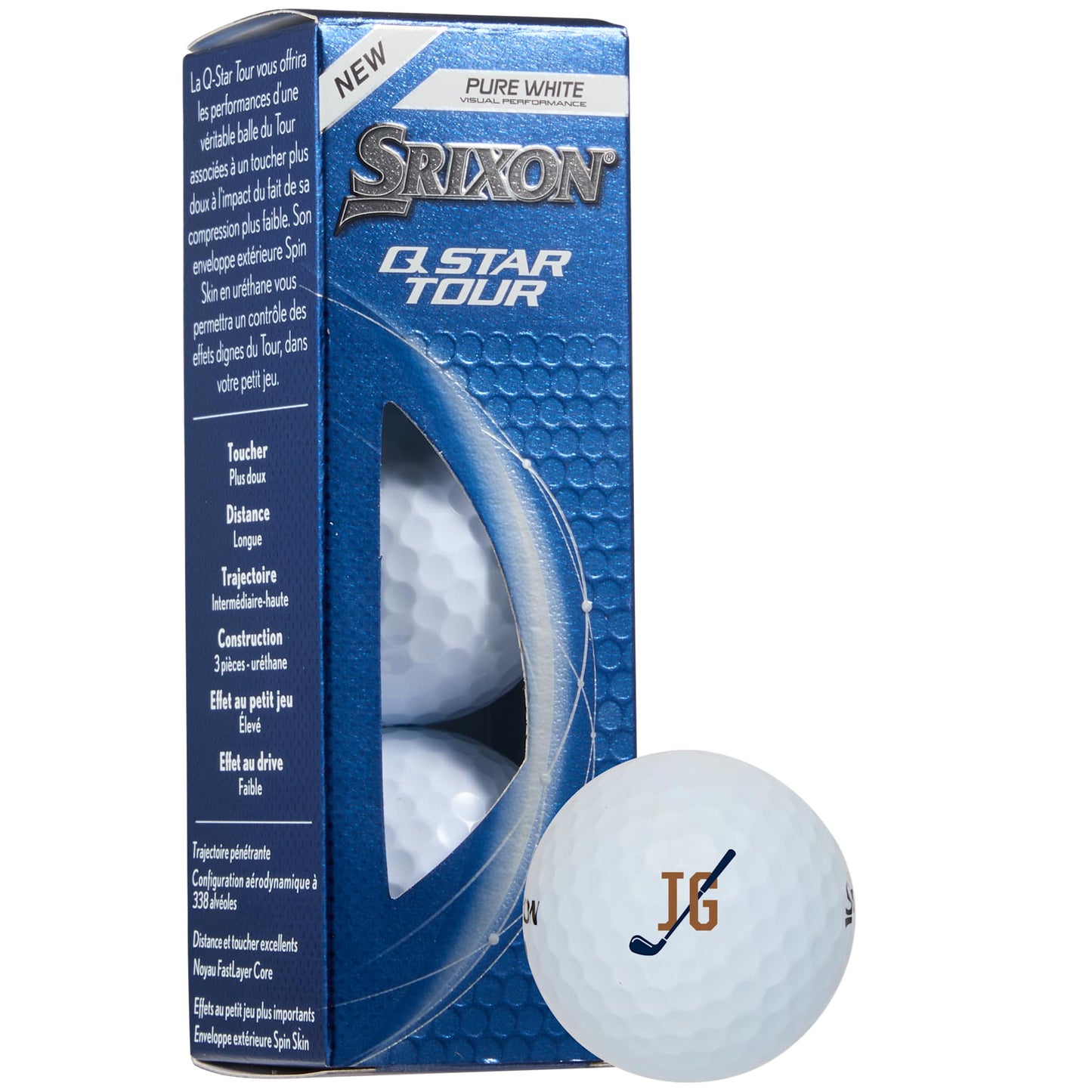Front View of White Srixon Q-STAR TOUR Golf Balls - 3 Pack