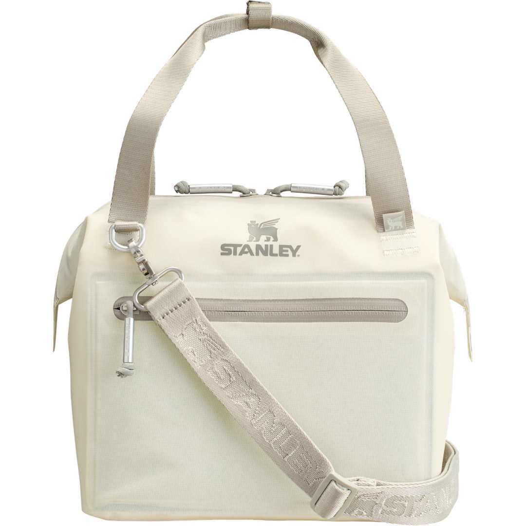 Front View of White Stanley Julienne Mini 10 Can Cooler plain
