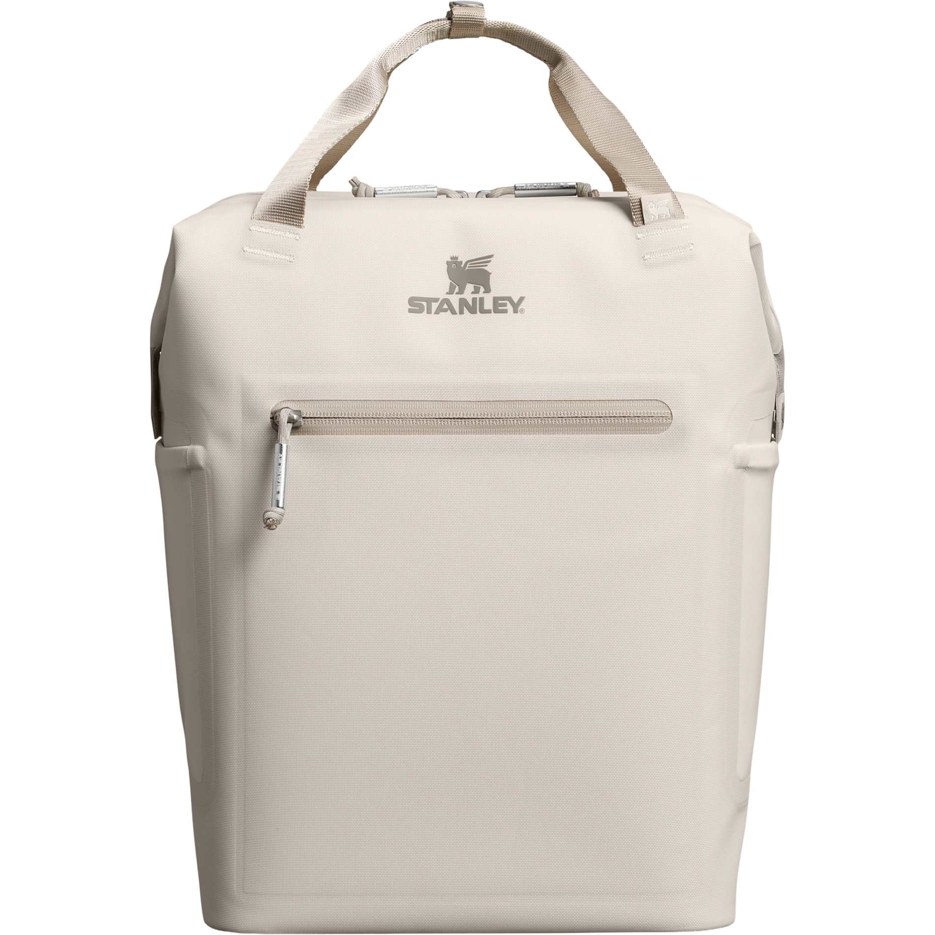 Front View of White Stanley Madeline Mini 20 Can Cooler Backpack plain
