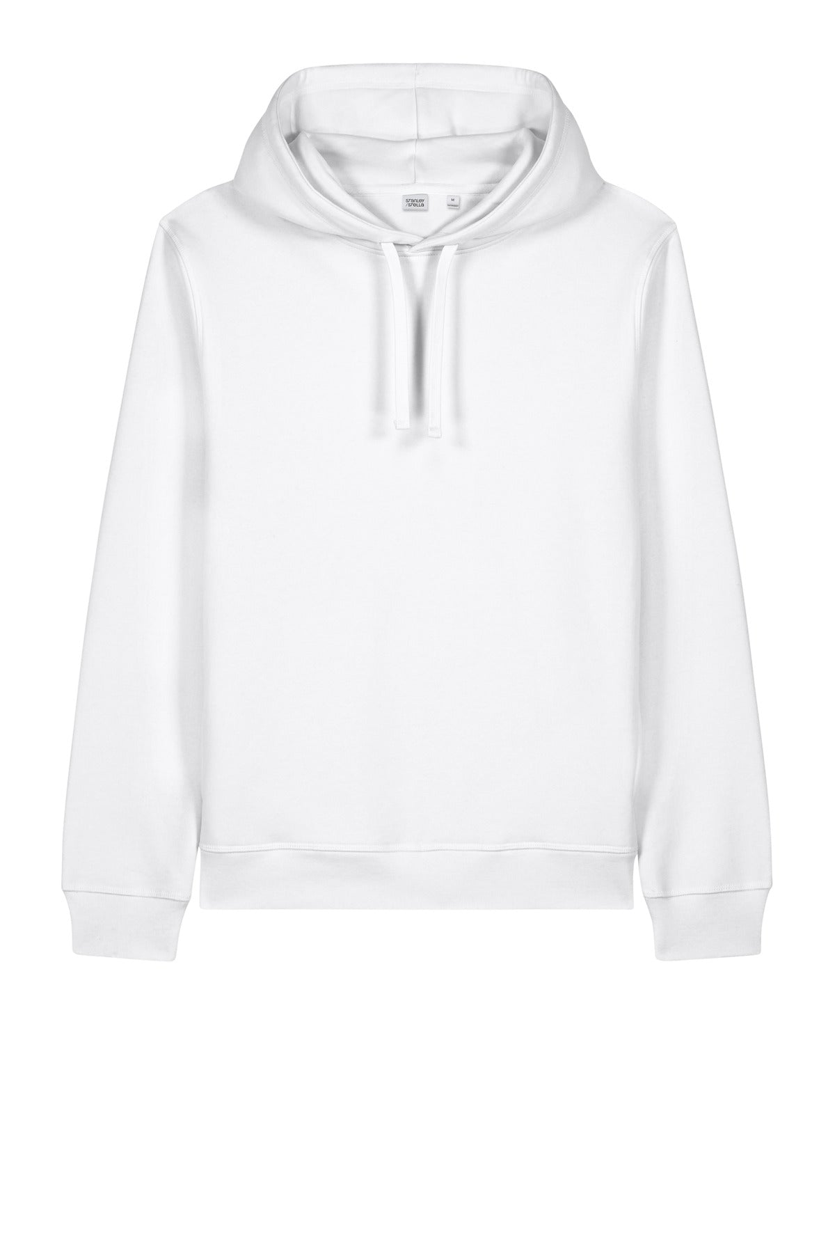 Front View of White Stanley/Stella Unisex Sounder Hooded Sweatshirt SXU012
