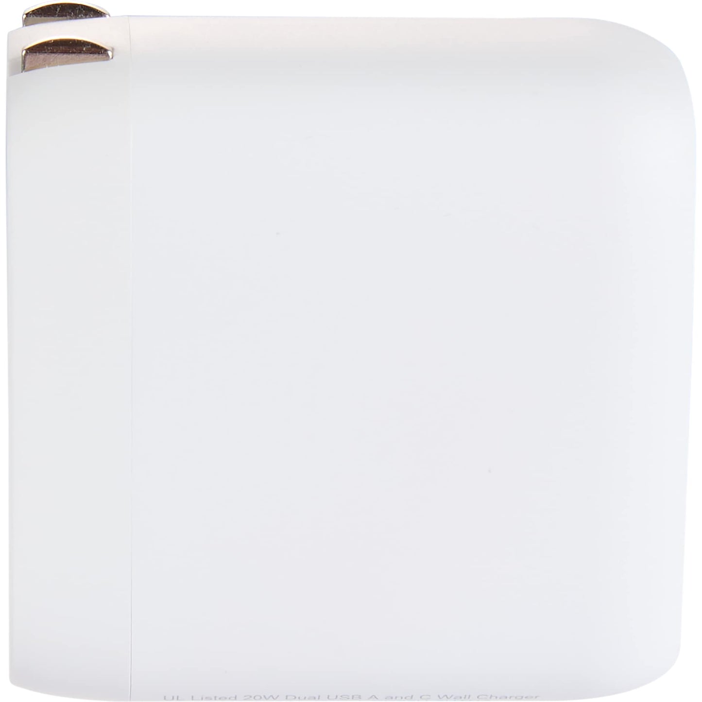 Front View of White UL Listed 20W Dual USB A and C Wall Charger plain