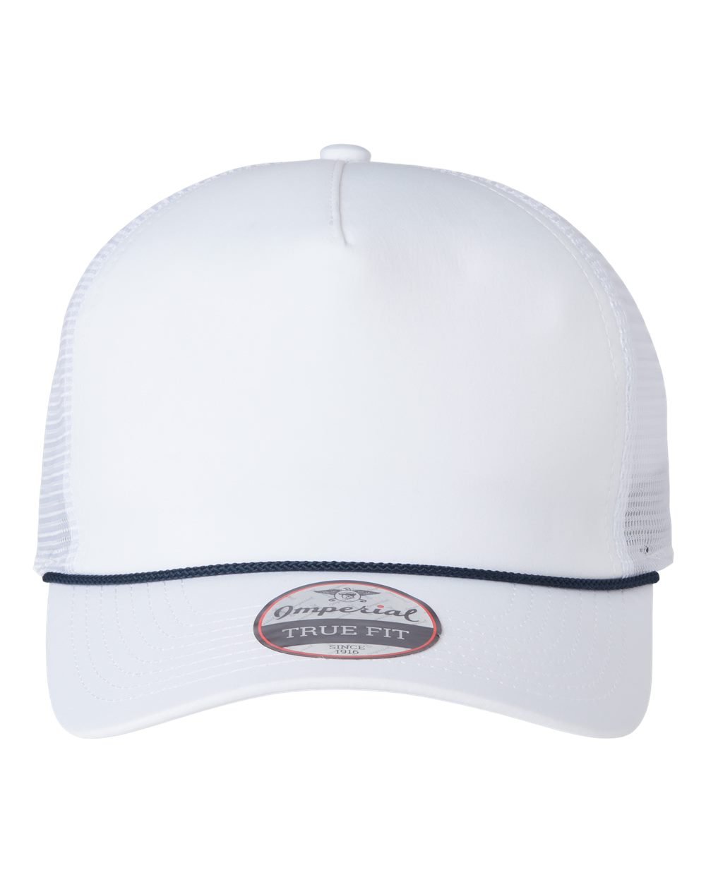 Front View of White/ White/ Navy The Rabble Rouser Cap - 5055