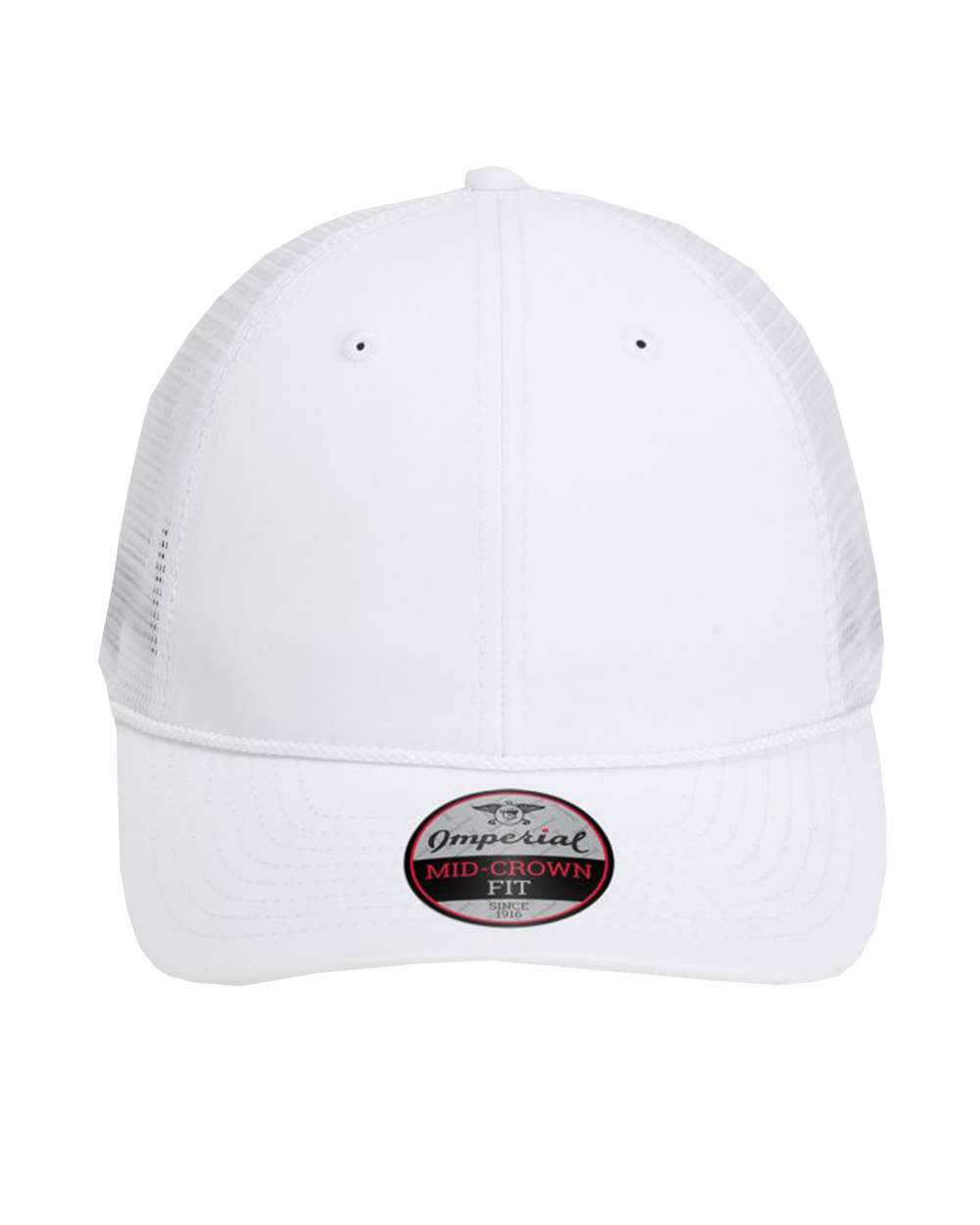 Front View of White/ White The Night Owl Performance Rope Cap - 7055