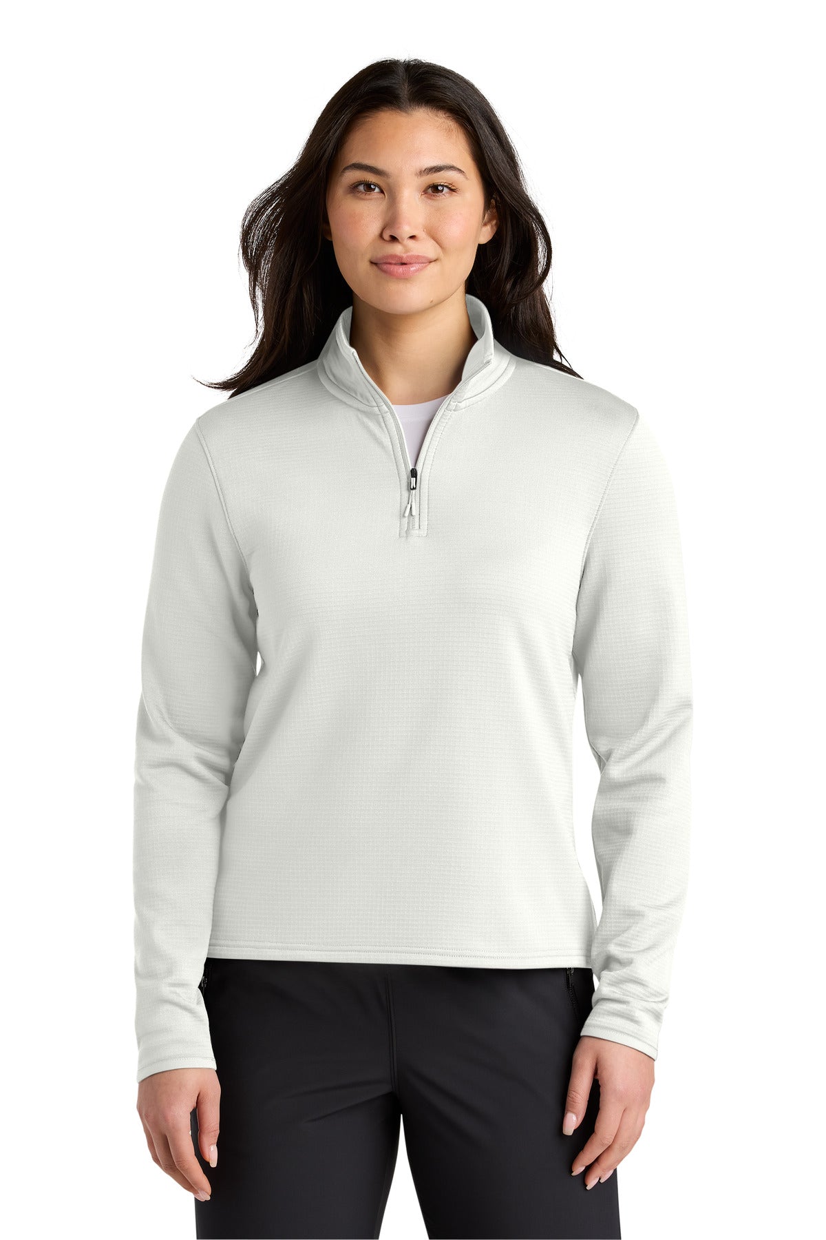 Front View of WhiteDune The North Face Women's Aim 1/4-Zip Fleece NF0A8FQK