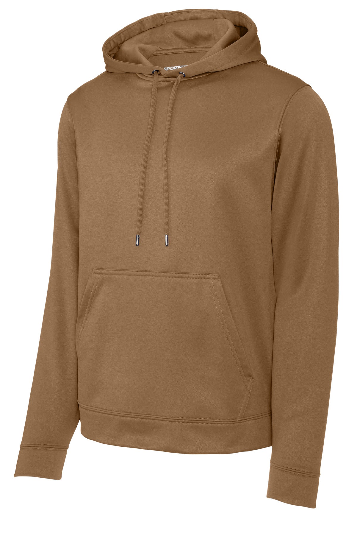Front View of Woodland Brown Sport-Tek Sport-Wick Fleece Hooded Pullover. F244
