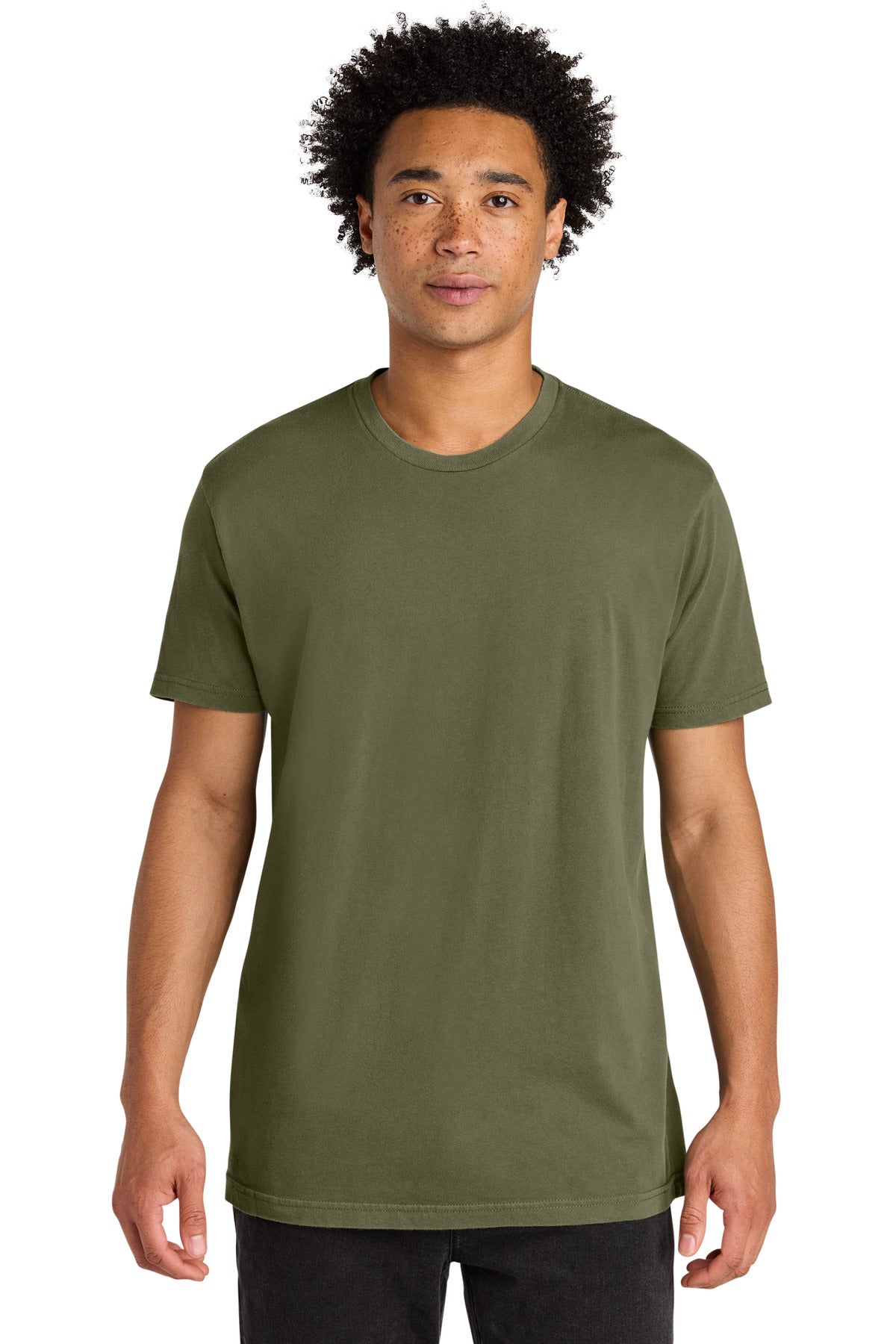 Front View of WshdMltGrn Next Level Apparel Soft Wash Cotton Tee NL3600SW