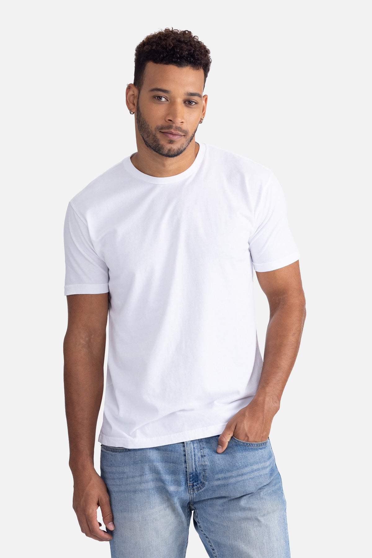 Front View of WshdWhite Next Level Apparel Soft Wash Cotton Tee NL3600SW