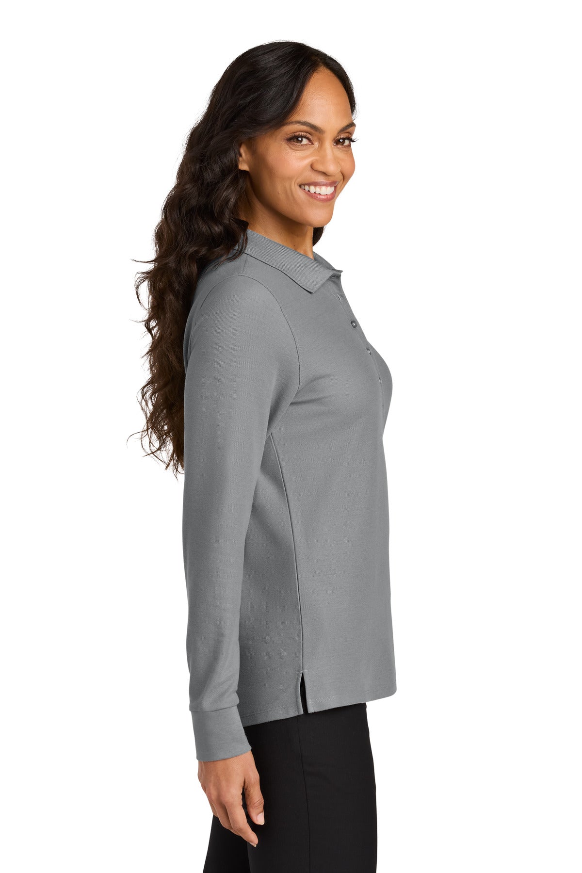 GustyGrey Port Authority Women's Wearever Signature Pique Long Sleeve Polo LK200LS