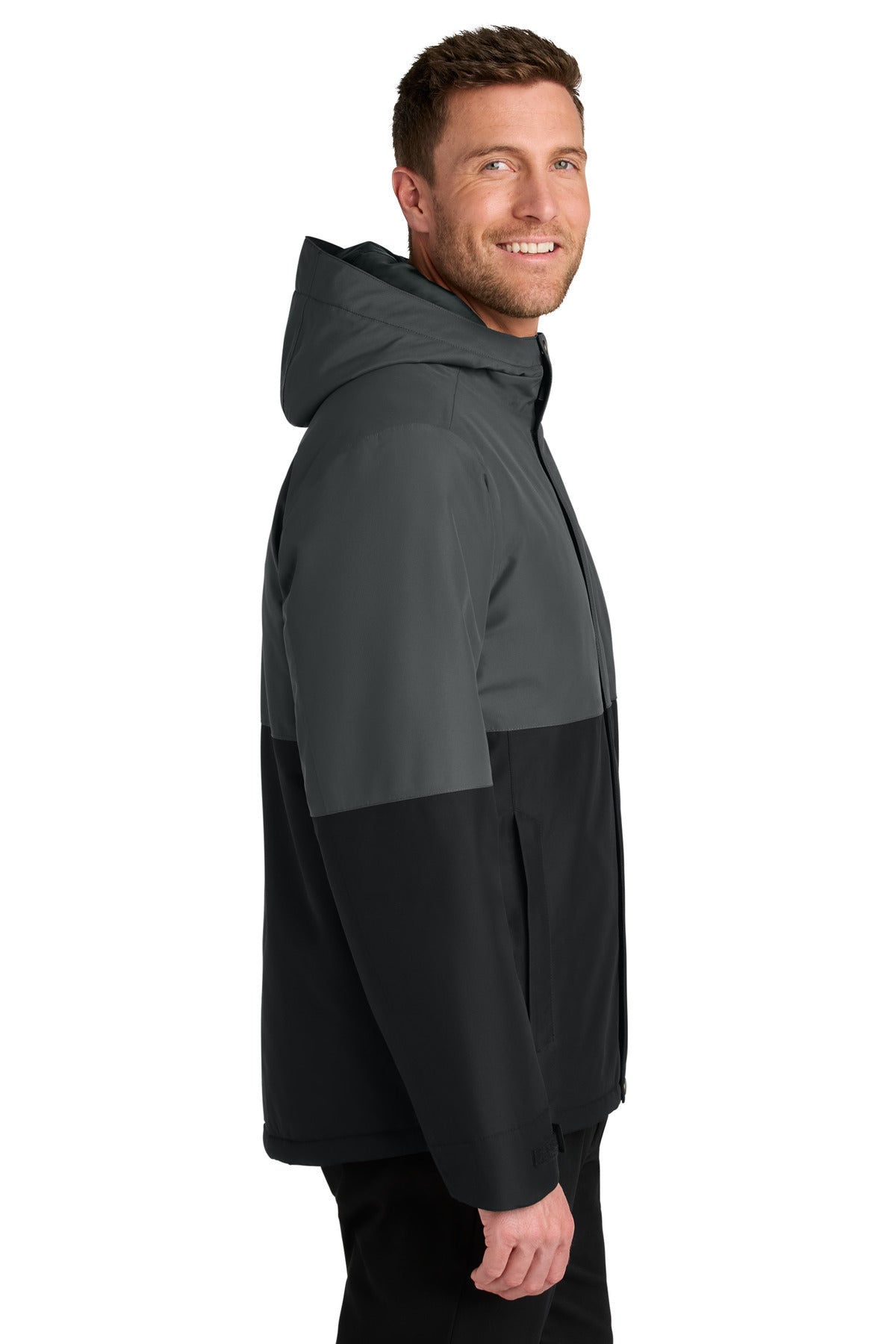 GySt/DpBlk Port Authority Insulated Heavy Ripstop Jacket J721